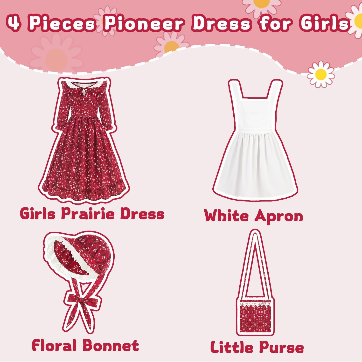 Aoiviss Pioneer Girls Colonial Prairie Dress
