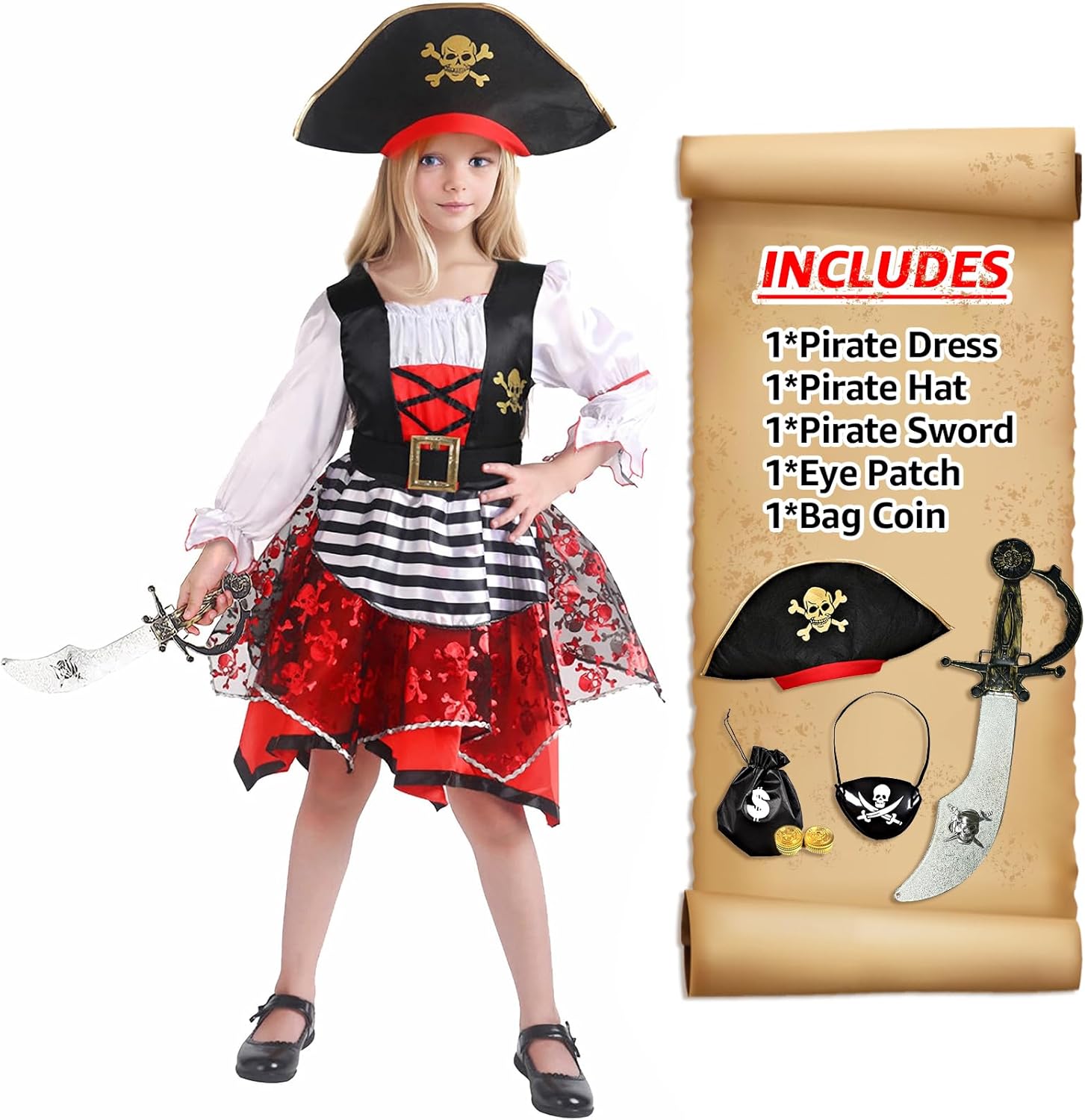 Girls Pirate Costume Accessories for Halloween Kids Fun
