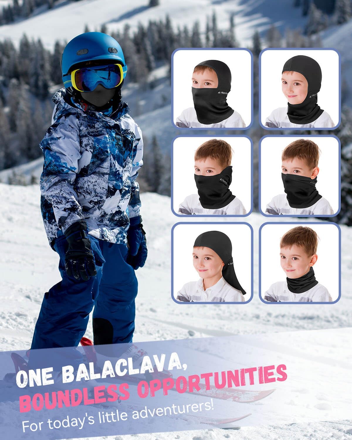 Hikenture Kids Balaclava Ski Mask - Fleece Hood with Helmet Liner