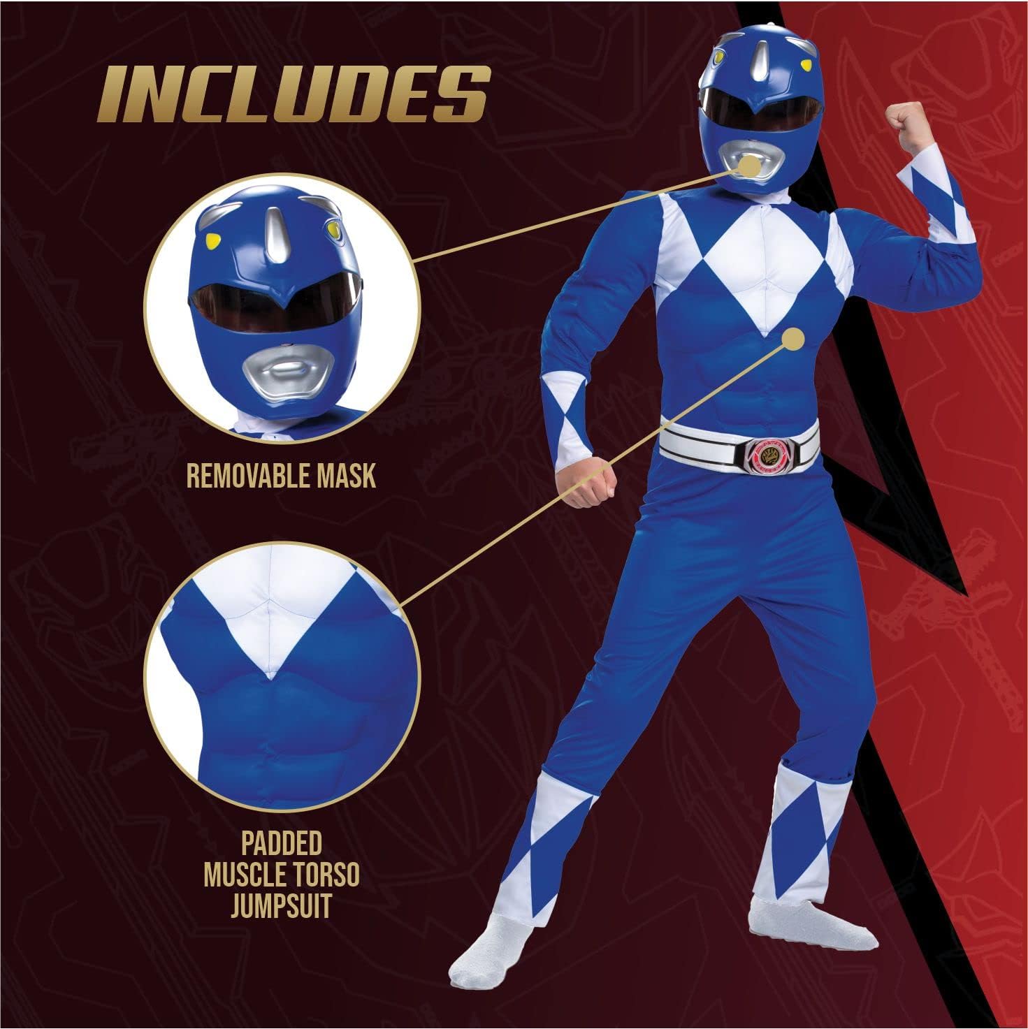 Power Rangers Boys Blue Ranger Costume Dress - Disguise