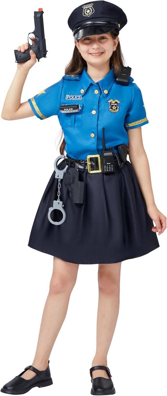 Spooktacular Halloween Police Officer Costume for Girls