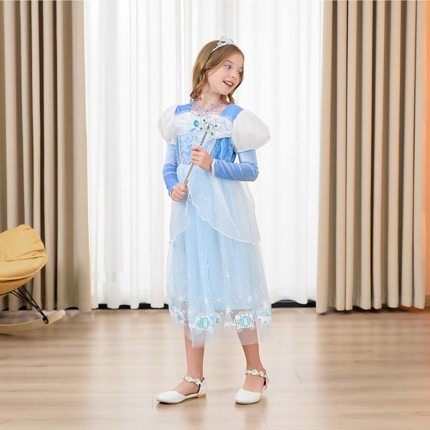DLLYING Princess Cinderella Dress for Little Kids Toddler