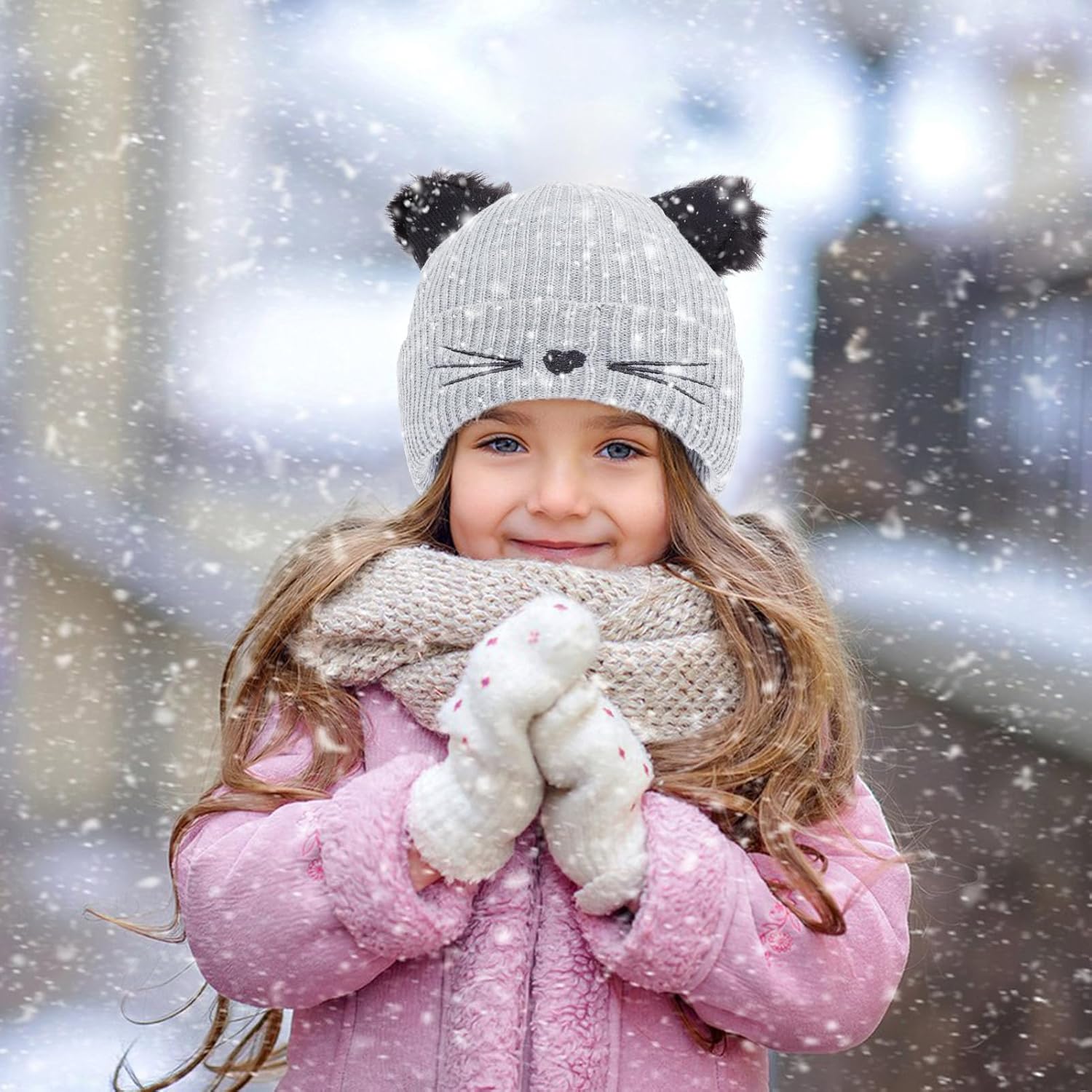Winter Cat Ears Beanie for Girls