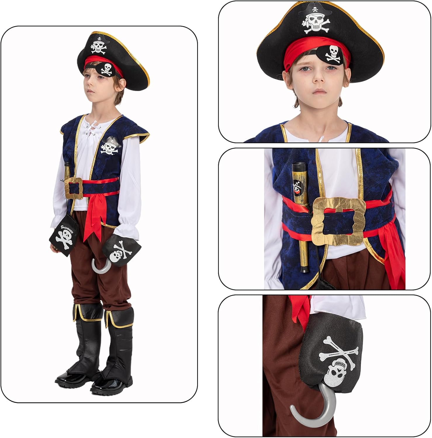 JAZGROM Kids Pirate Treasure Hammock Costume