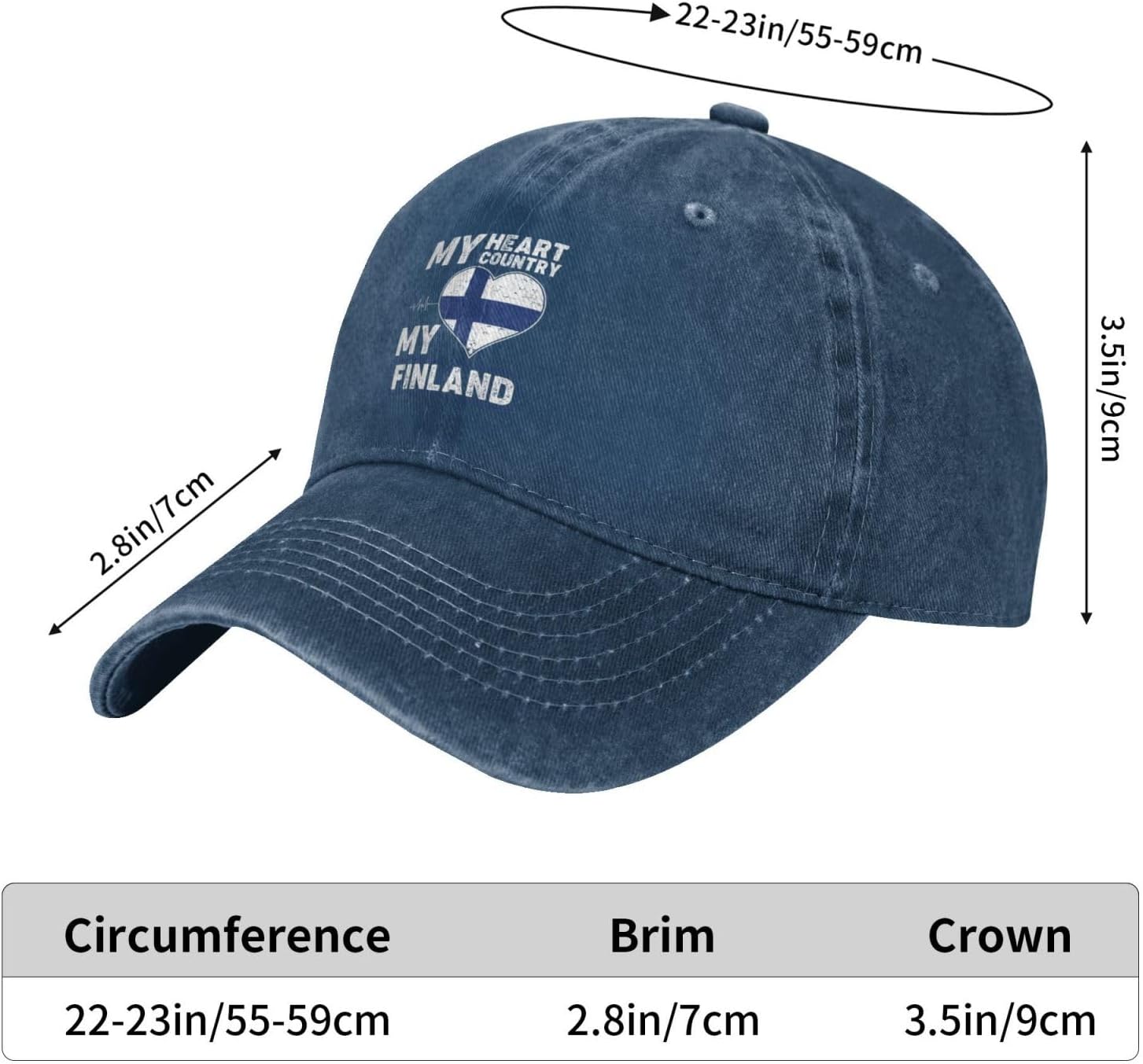 My Heart My Country My Finland Baseball Cap Durable Dad Hat