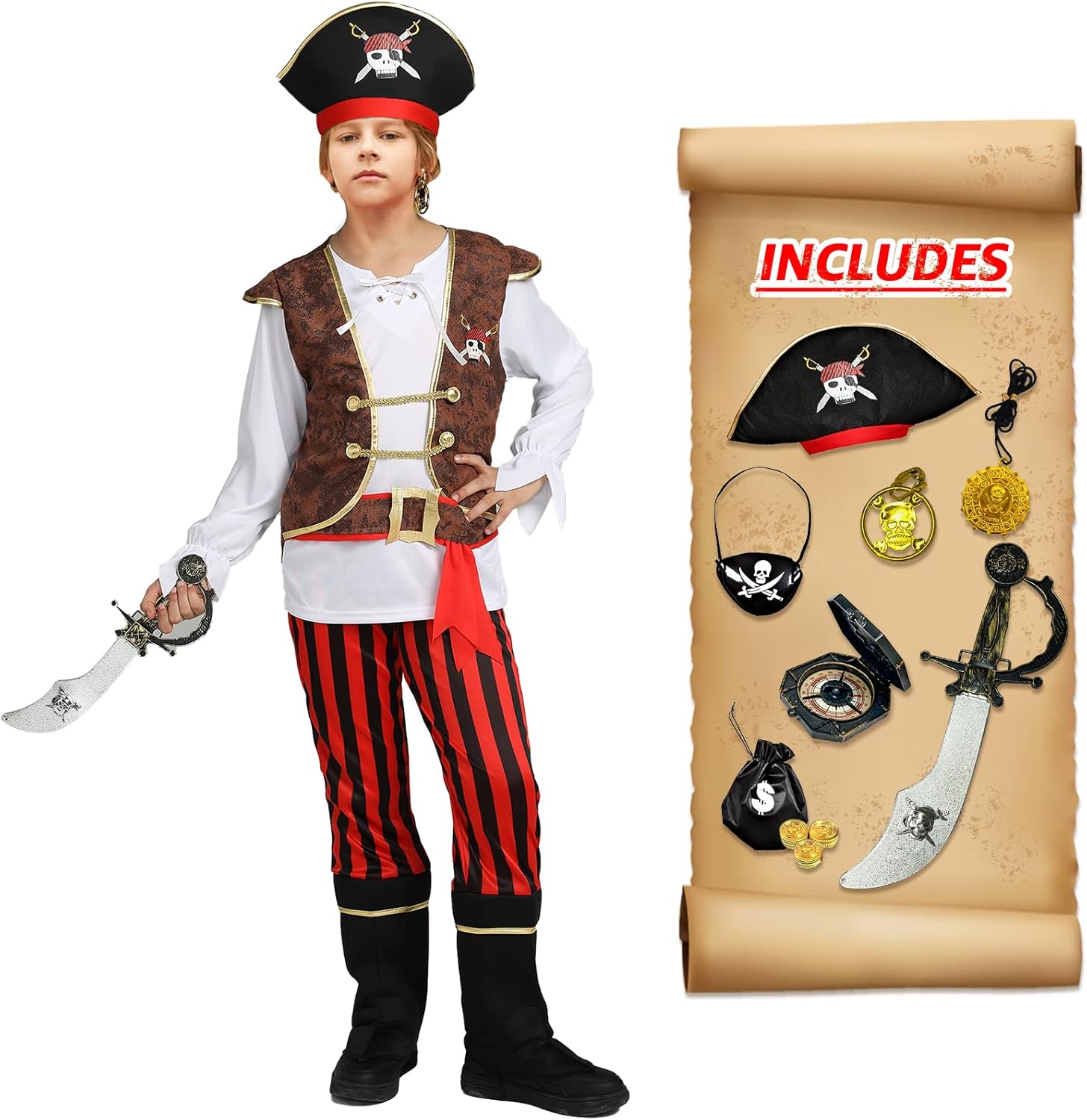 Boys Deluxe Pirate Costume with Accessories
