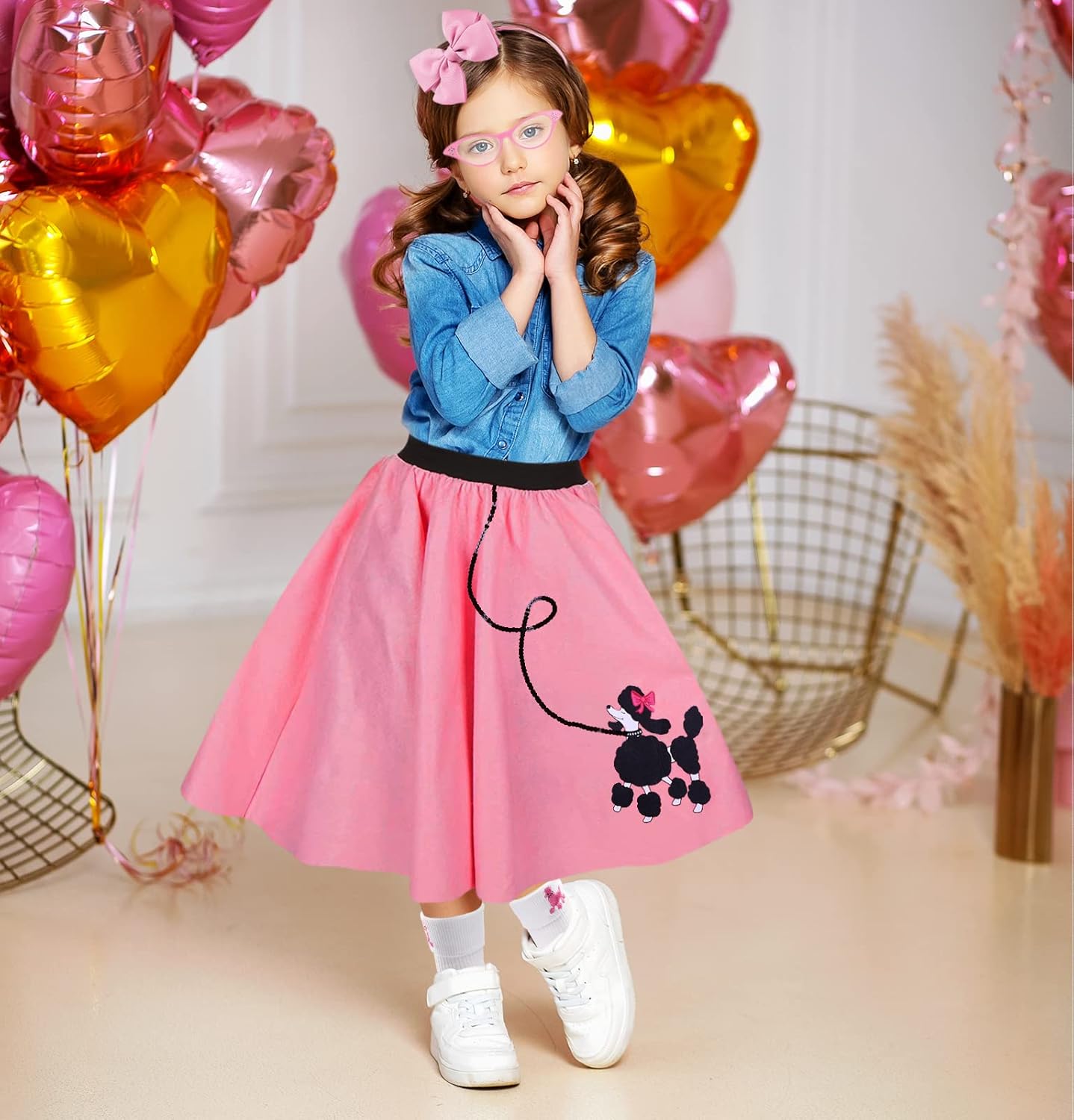FAYBOX 1950s Poodle Skirt Costume Set for Girls 1