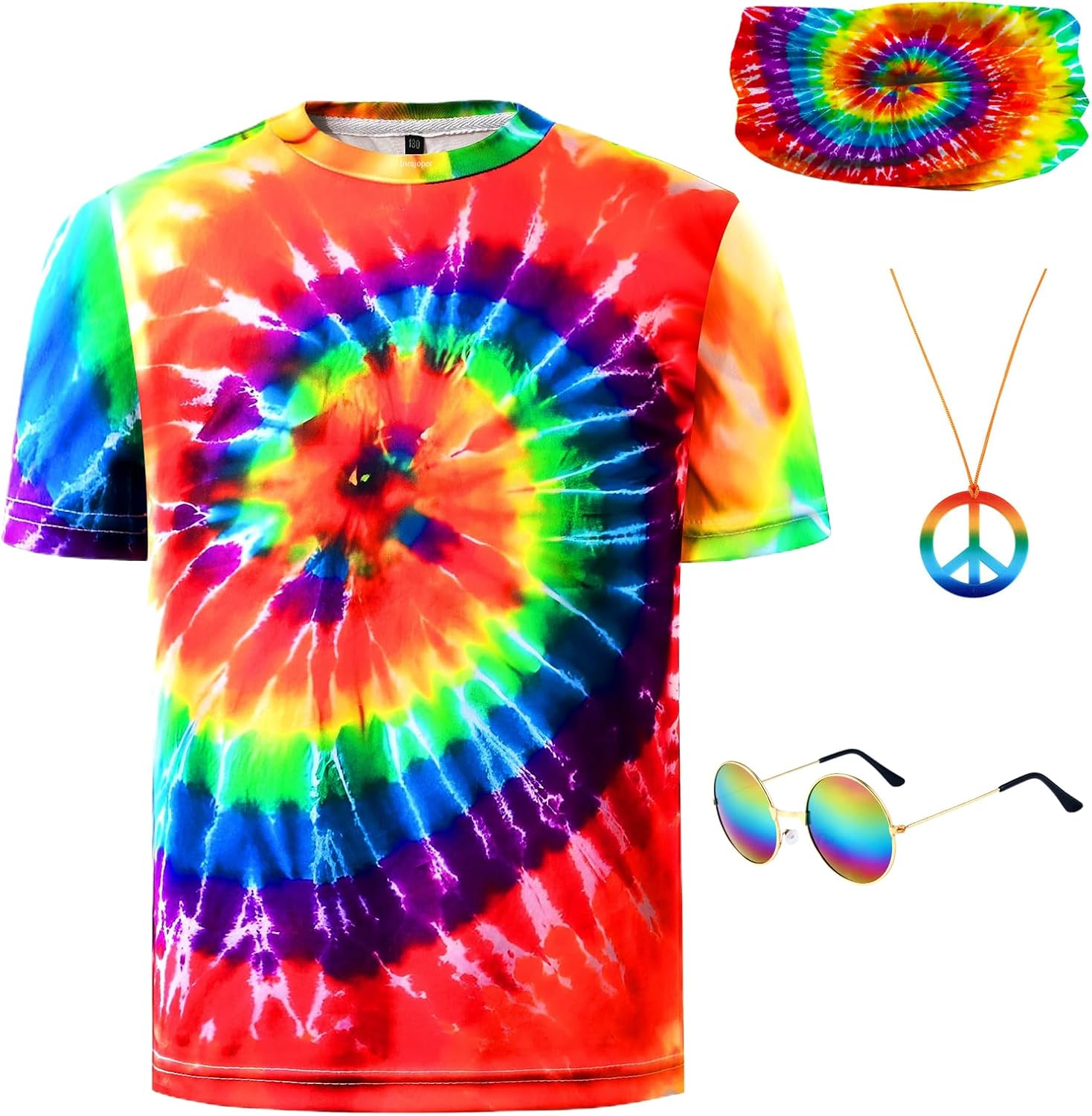 Inrajoper Boys 4 Pcs Hippie Costume Set 60s 70s 1