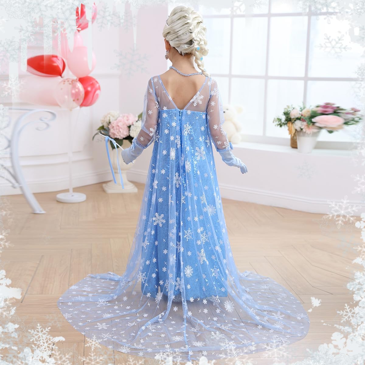 ZaisuiFun Princess Elsa Sequin Dress for Girls Halloween Party Costume
