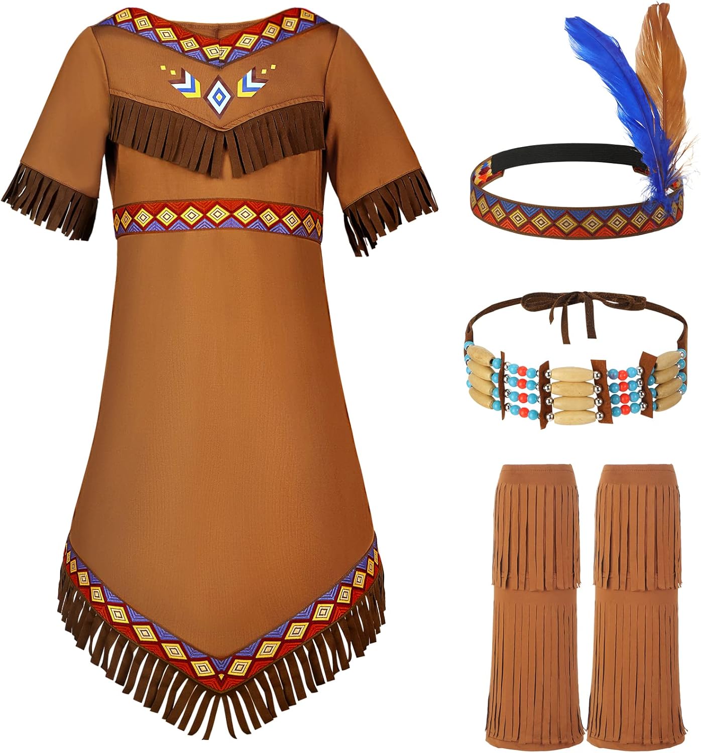 Boyiee Native Prince Indian Princess Costume for Kids Halloween Mardi Gras