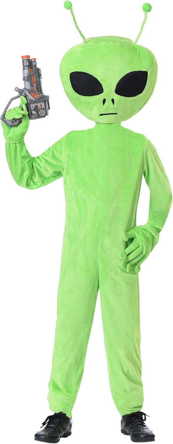 Alien Kids Costume - Galactic Over-sized Alien Jumpsuit with Hood Gloves