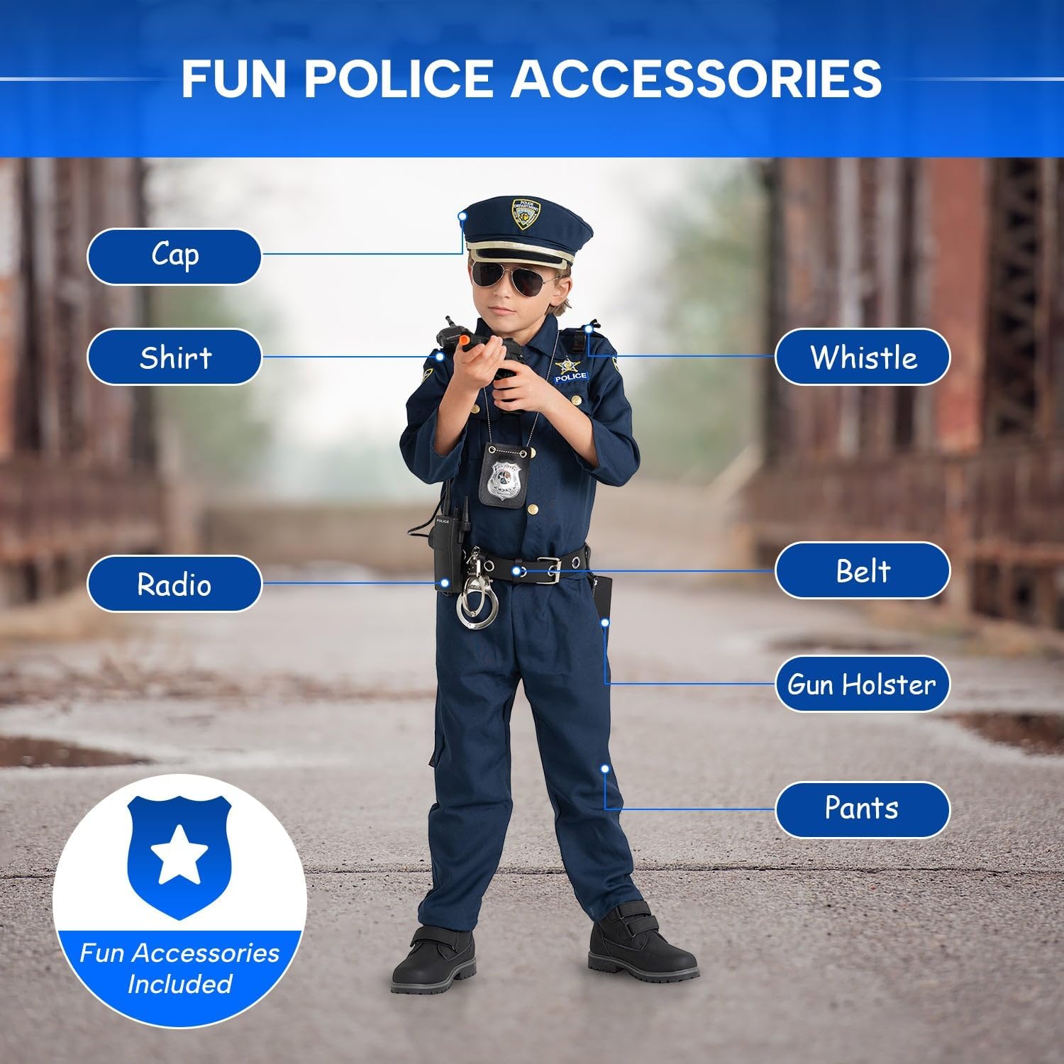 Dress Up America Police Costume for Kids Realistic CopUniform