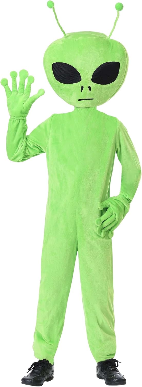 Alien Kids Costume - Galactic Over-sized Alien Jumpsuit with Hood Gloves