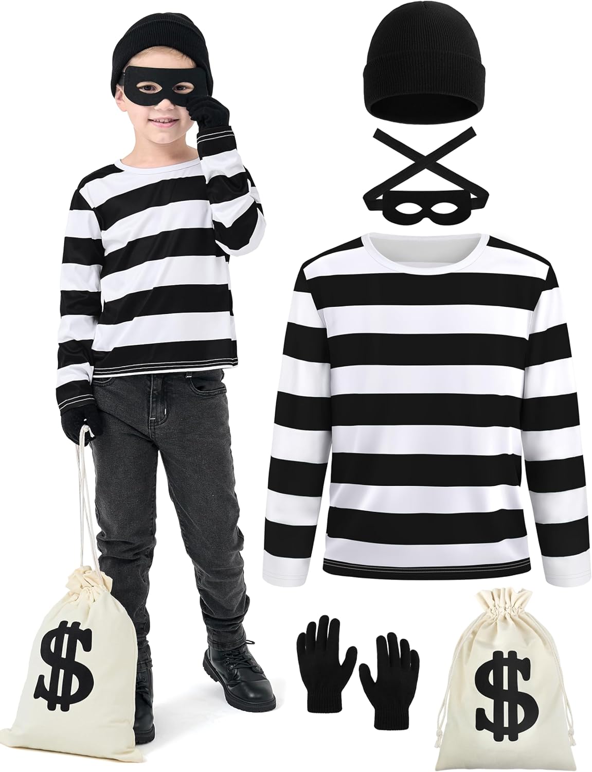 FancyFun Robber Kids Halloween 5-in-1 Costumes Set Perfect for Boys