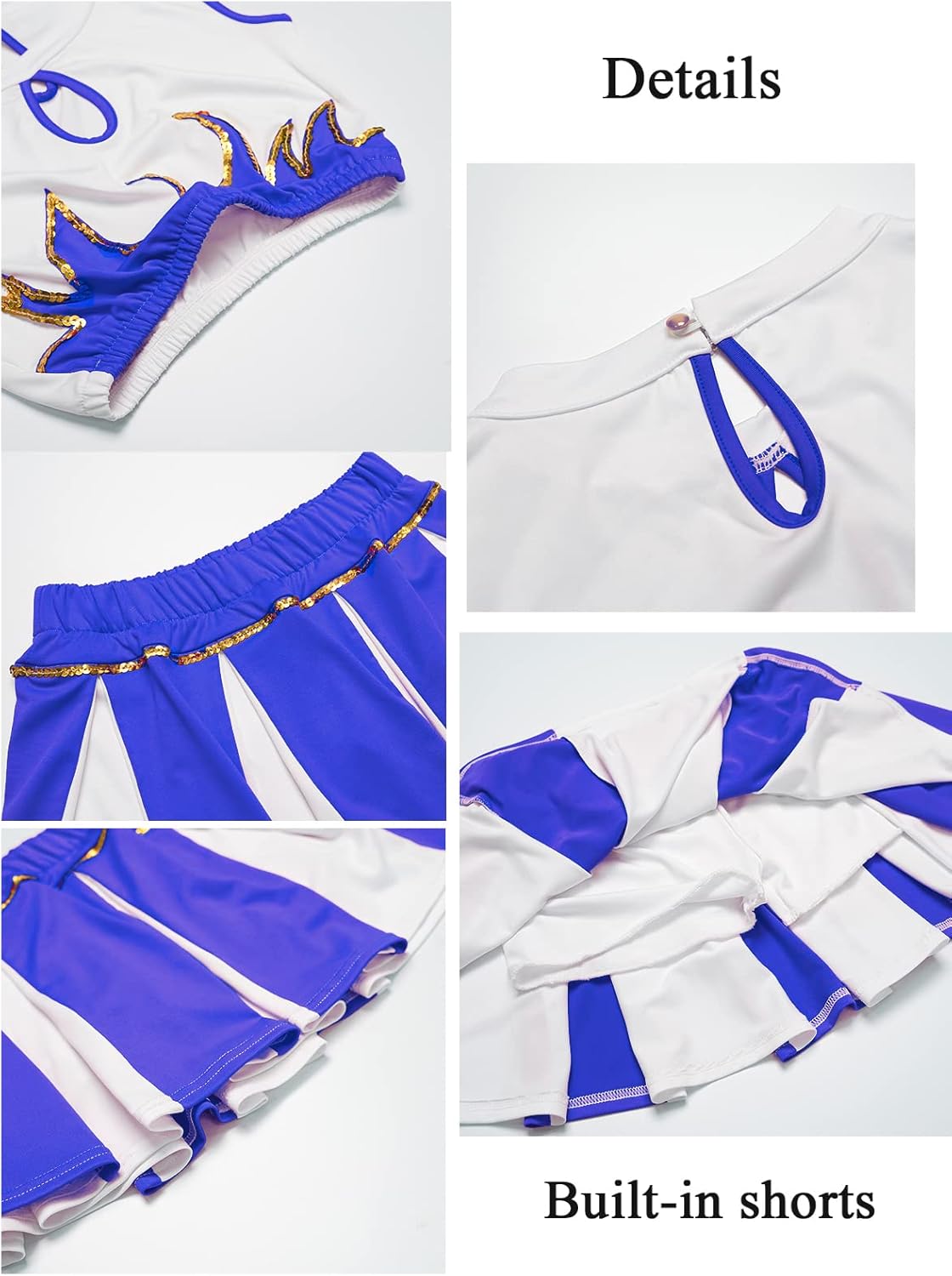 Lolanta Girls Cheerleader Costume Pleated Skirt Set w Pom Poms