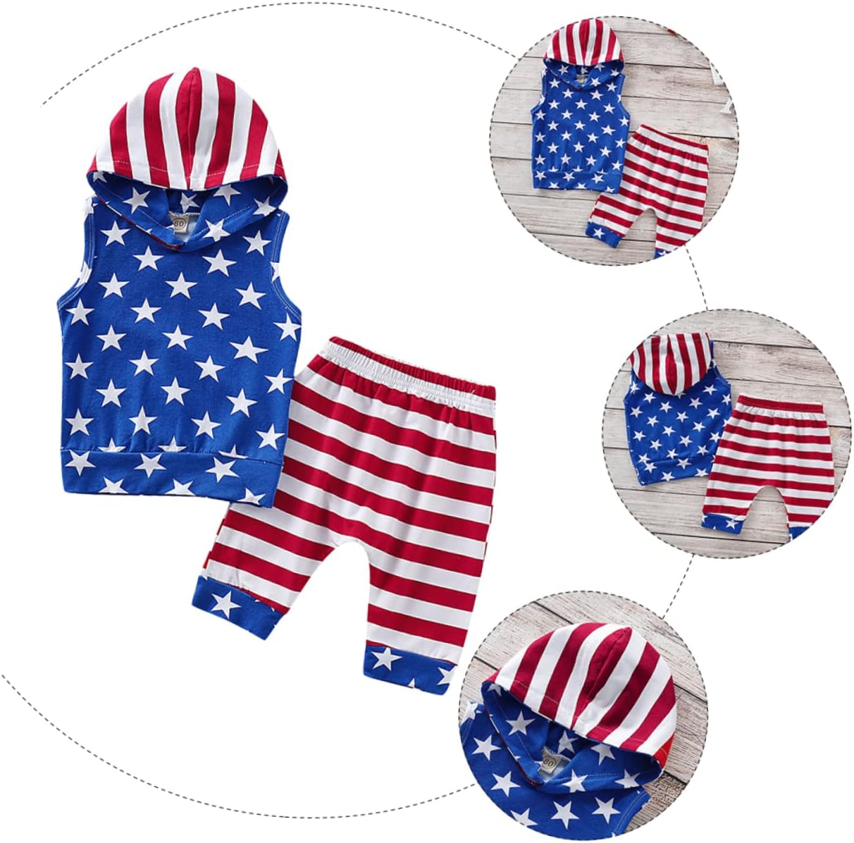 LIFKOME Boys Outfits Cotton Hoodie and Shorts Set