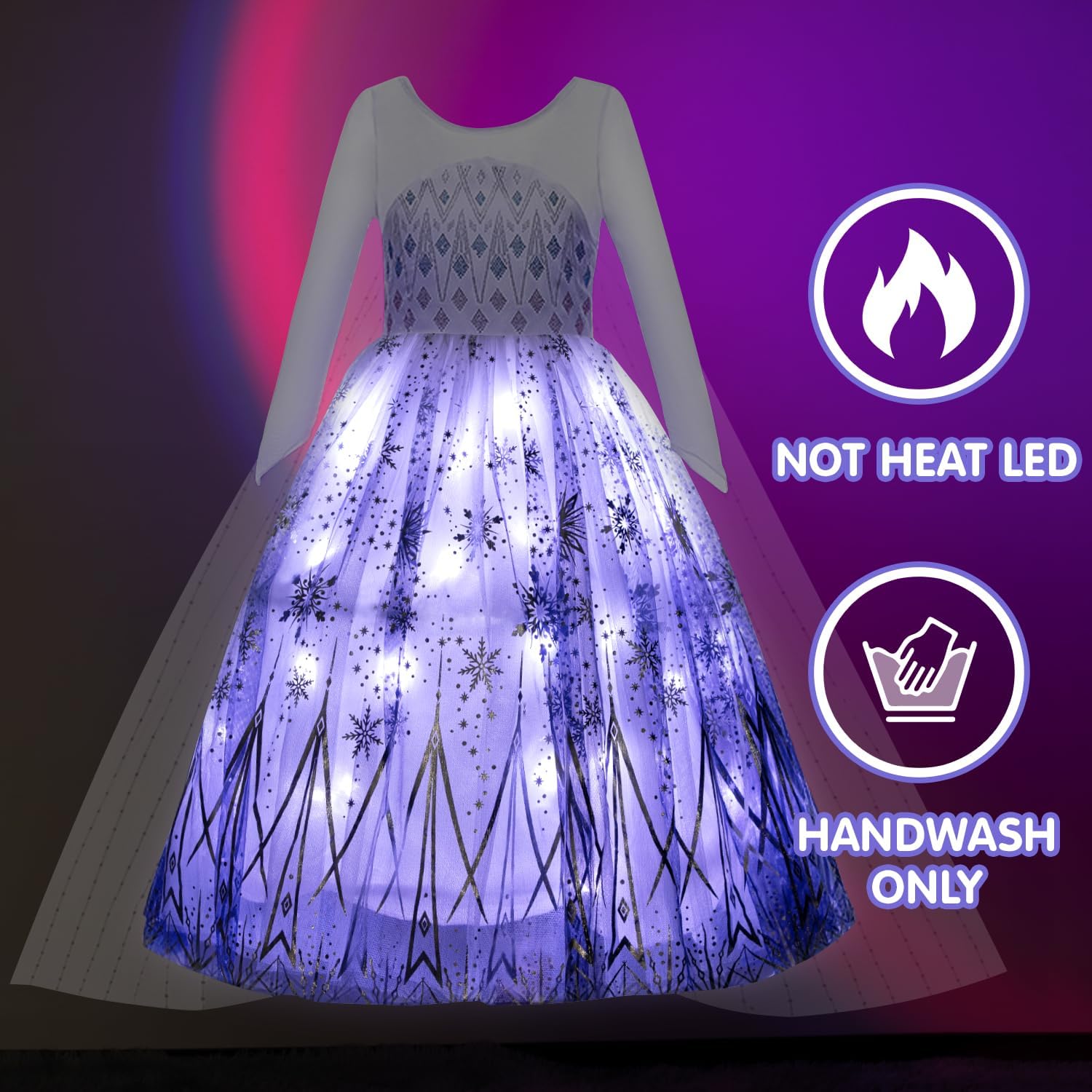 Princess Costume for Girls Light-Up Purple Dress Up