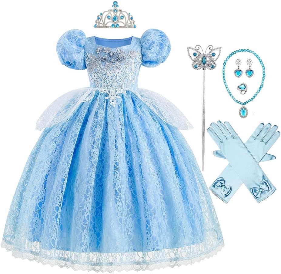 GirlsCW Disney Princess Costume Ball Gown wAccessories Set for Halloween Party