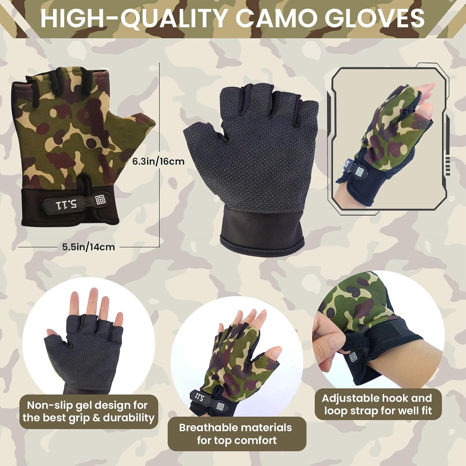 ZIRSENG 20-Piece Army Costume for Kids 3-10