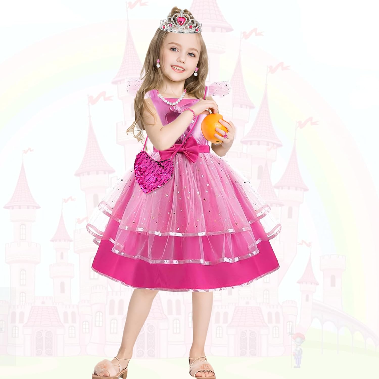 WYB Girls Costume Dress with Crown and Accessories