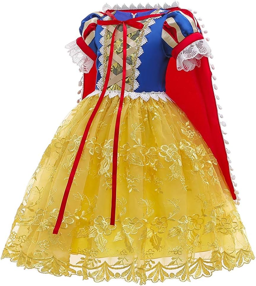 REXREII Girls Princess Snow White Costume Fancy Dress