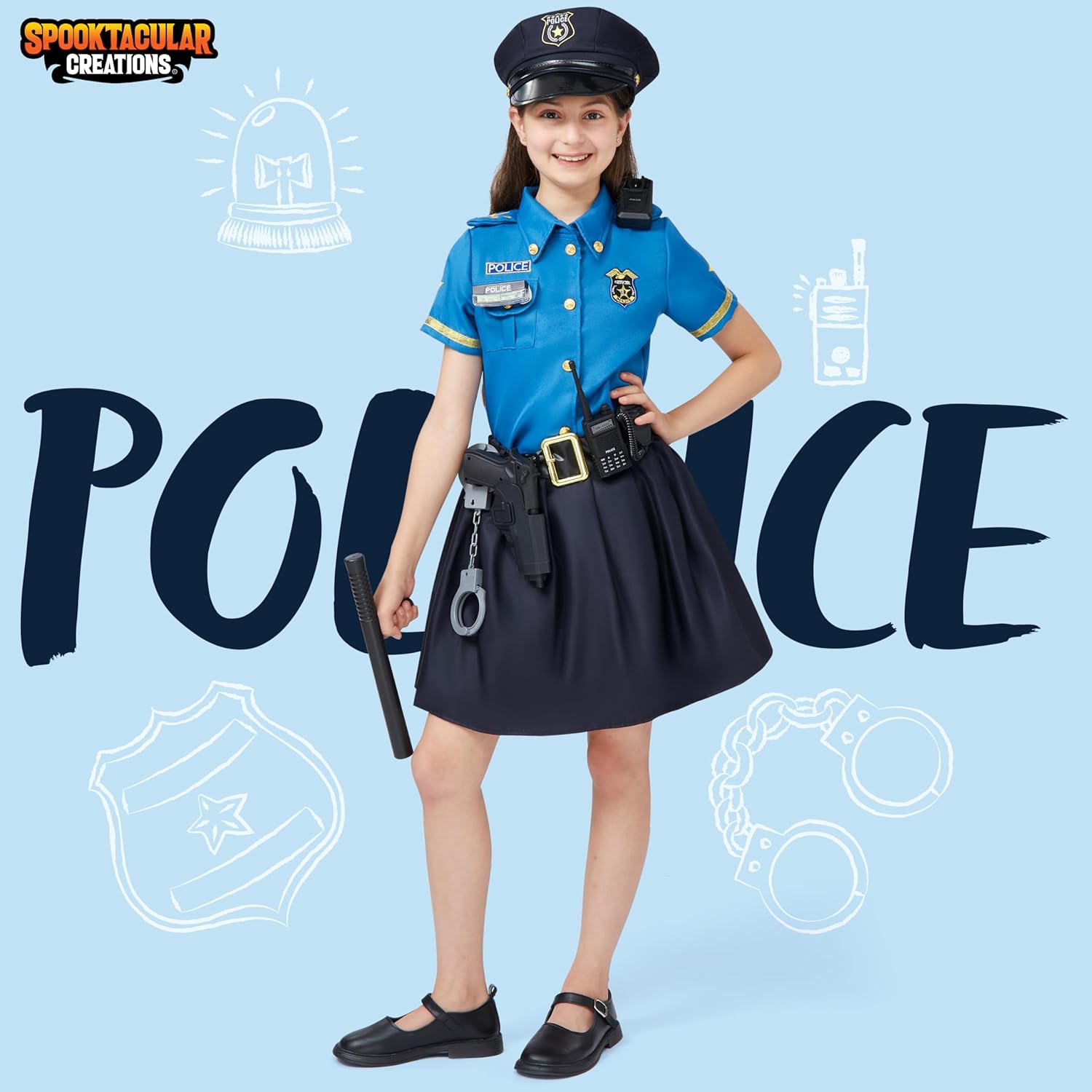 Spooktacular Halloween Police Officer Costume for Girls