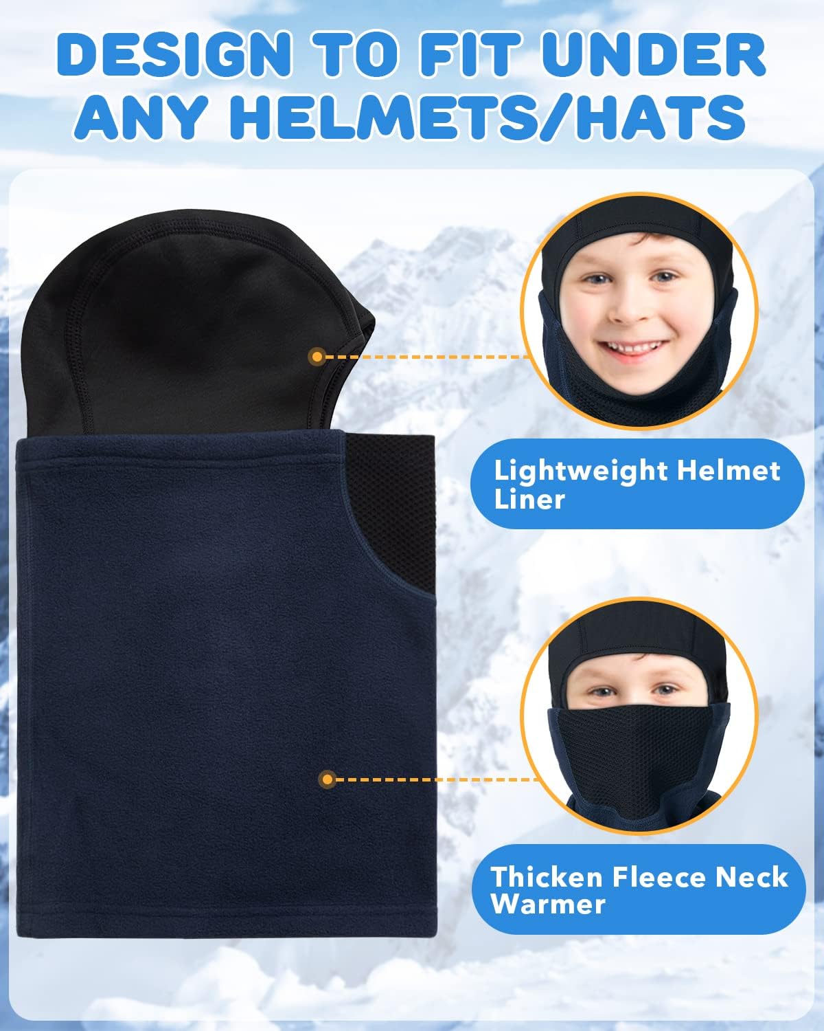 WinterHelmet Liner for KidsStay Warm Under Helmets