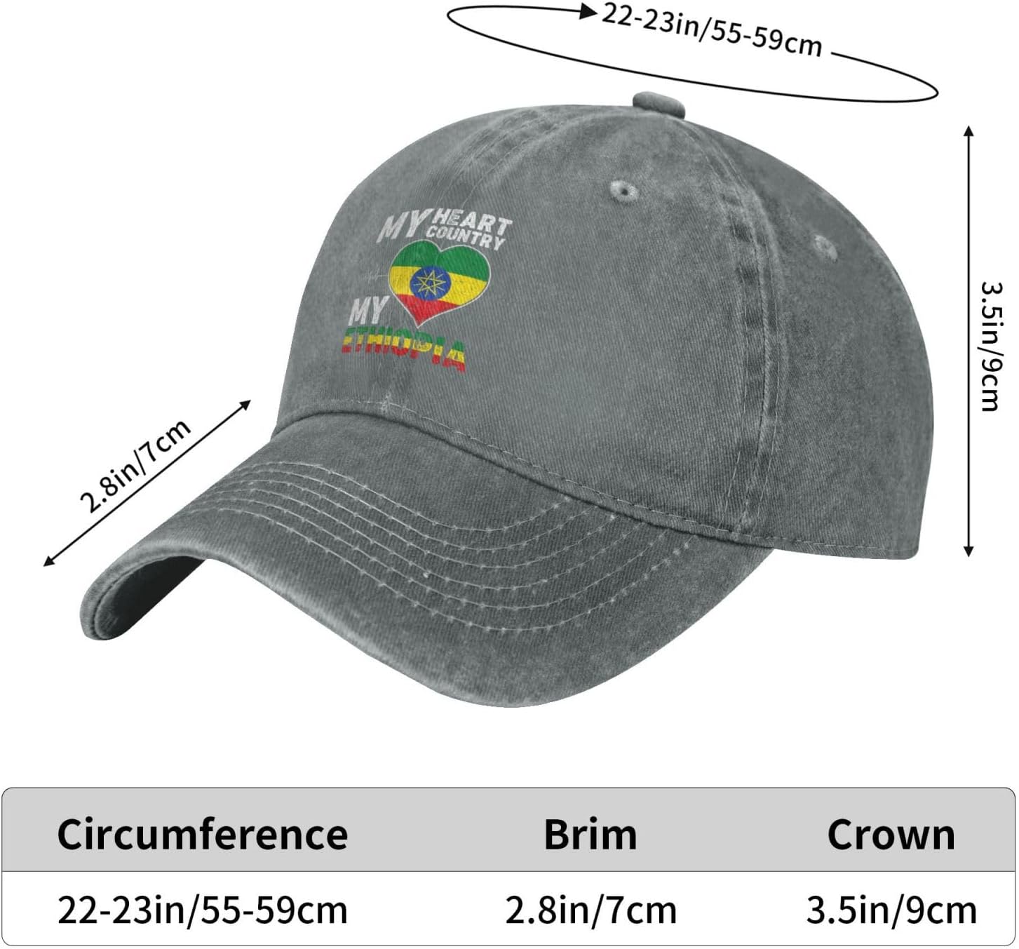 RTATBY My Heart My Country My Ethiopia Baseball Cap
