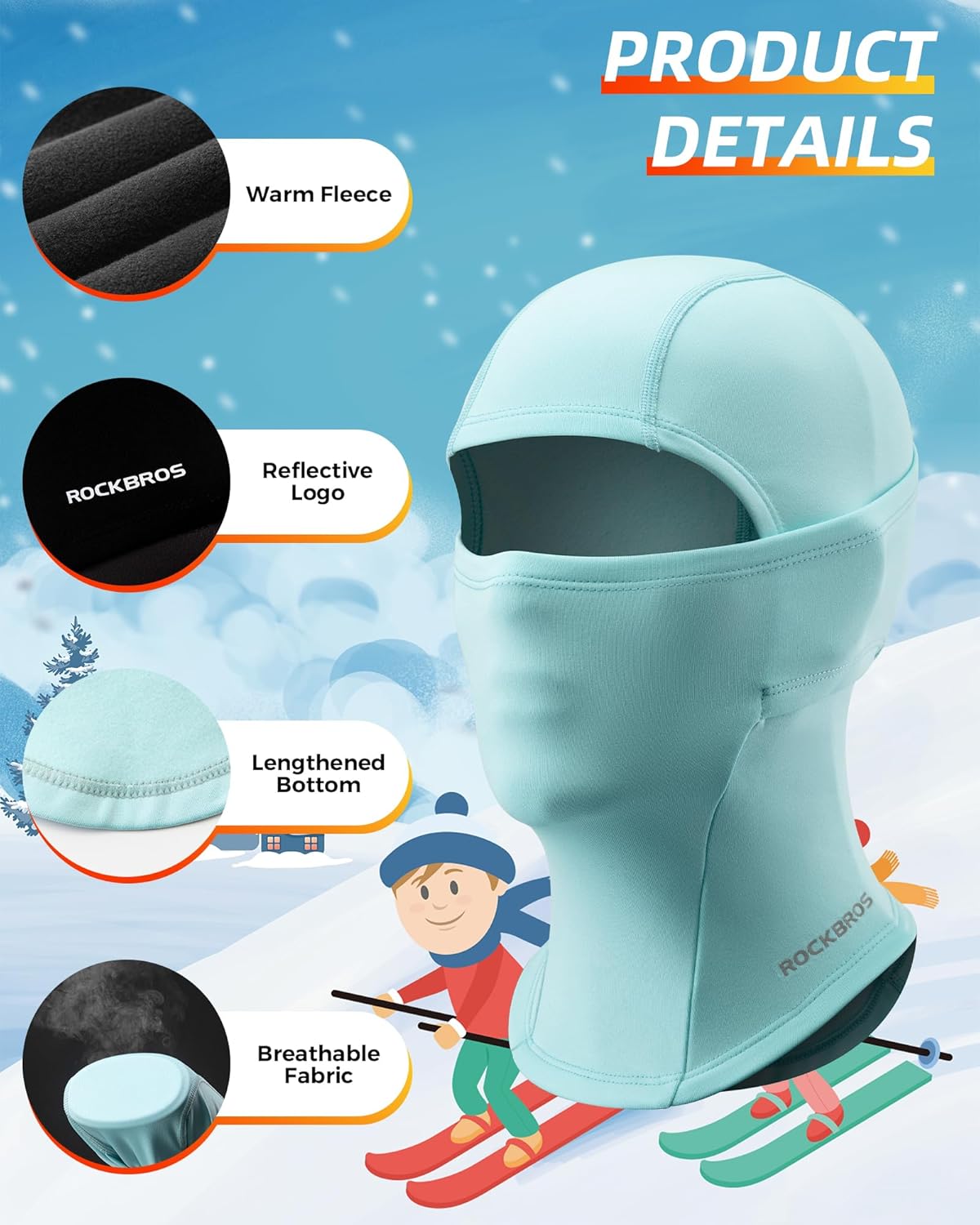 Rockbros Ski Mask for Kids Balaclava Windproof