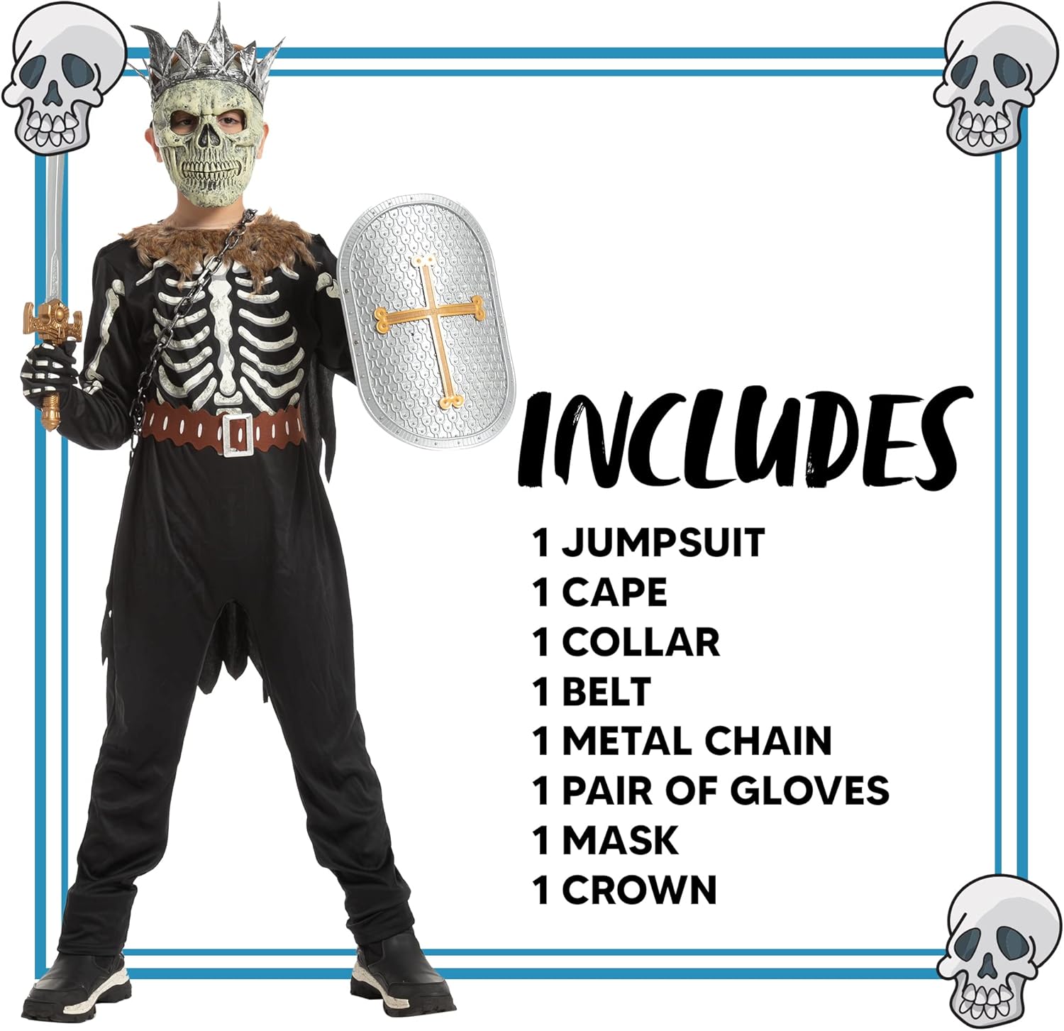 Skeleton Knight Costume for Spooktacular Halloween Kids - Dark Themed Party Costume