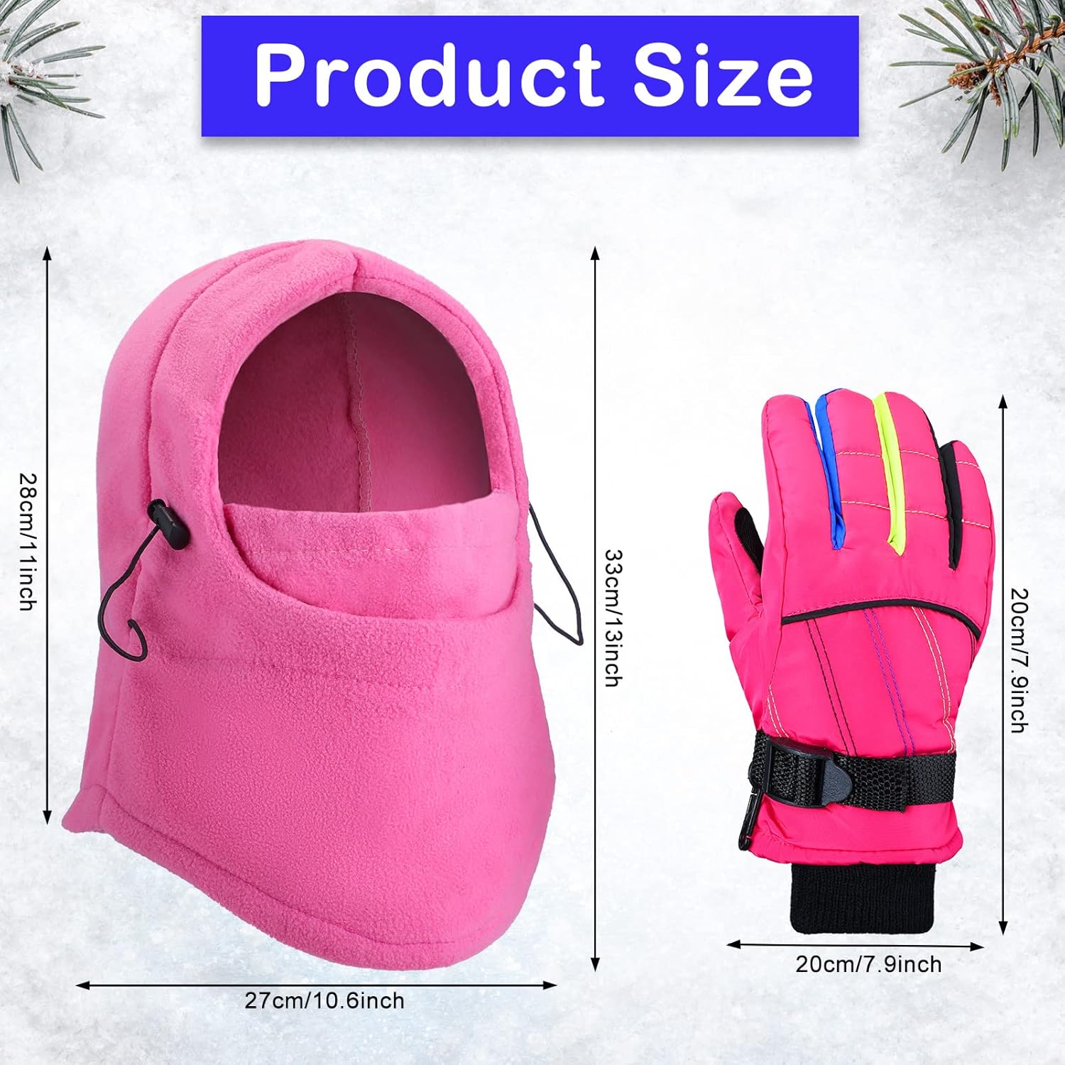 Perfect Kids Winter Gloves Set Warm Windproof for Skiing More