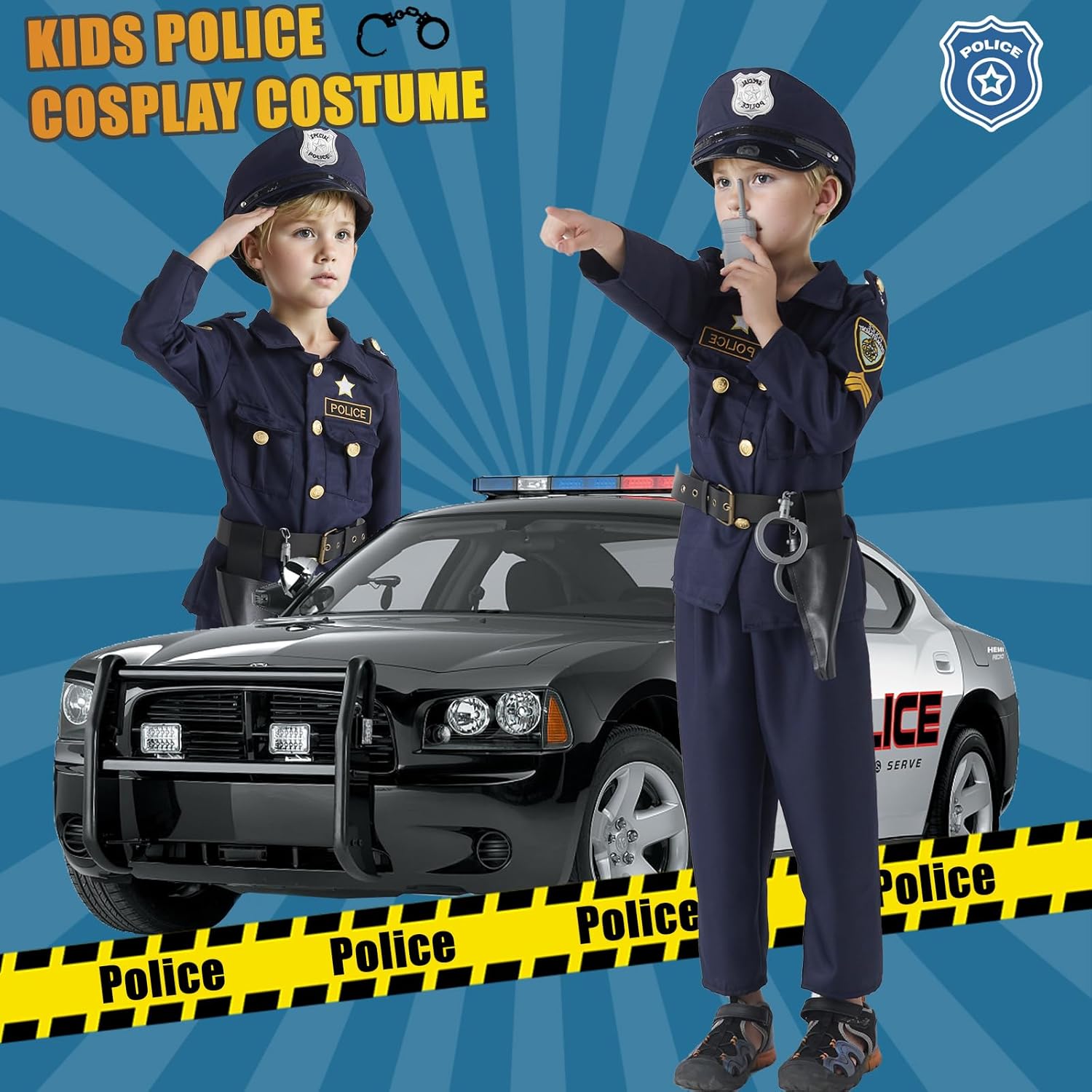 JCJ Police Costume for Kids Halloween Puzzle of Boys
