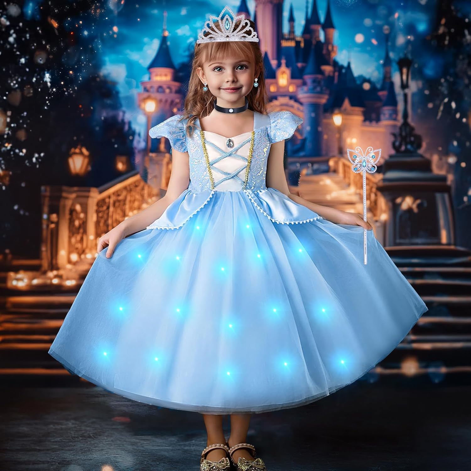 GC Light Up Cinderella Dress for Girls Kids Princess