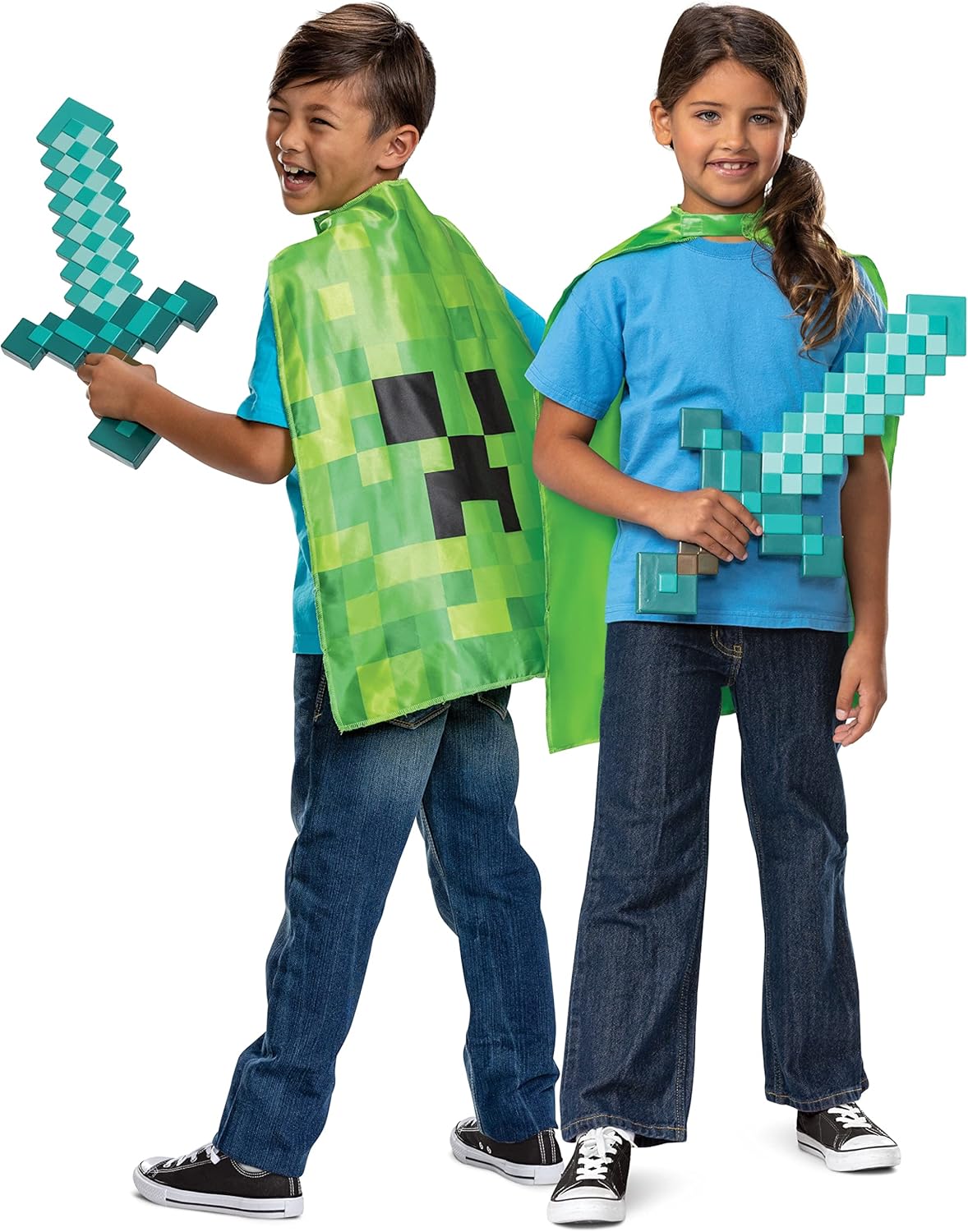 Pixelated Creeper Diamond Sword Costume Set