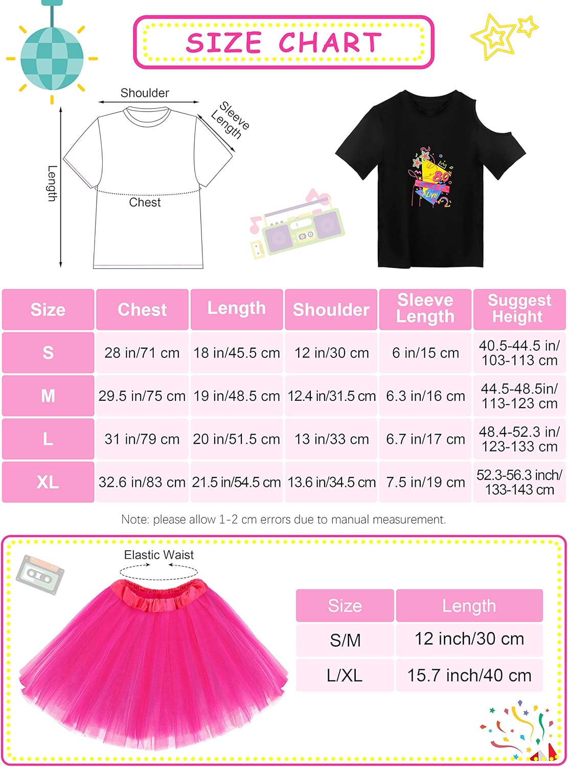 GIRLS 80s Retro Cosplay Complete Set Pink