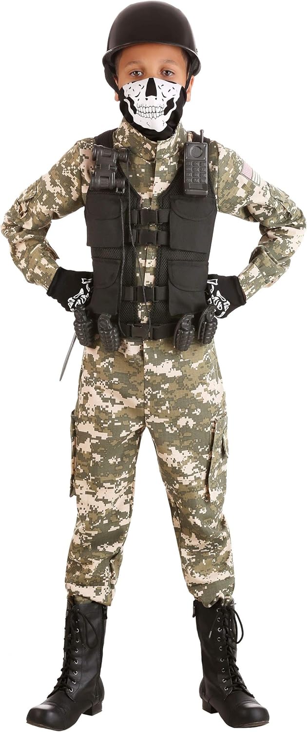 Fight Protect Succeed Battle Soldier Costume Boys Halloween Outfit