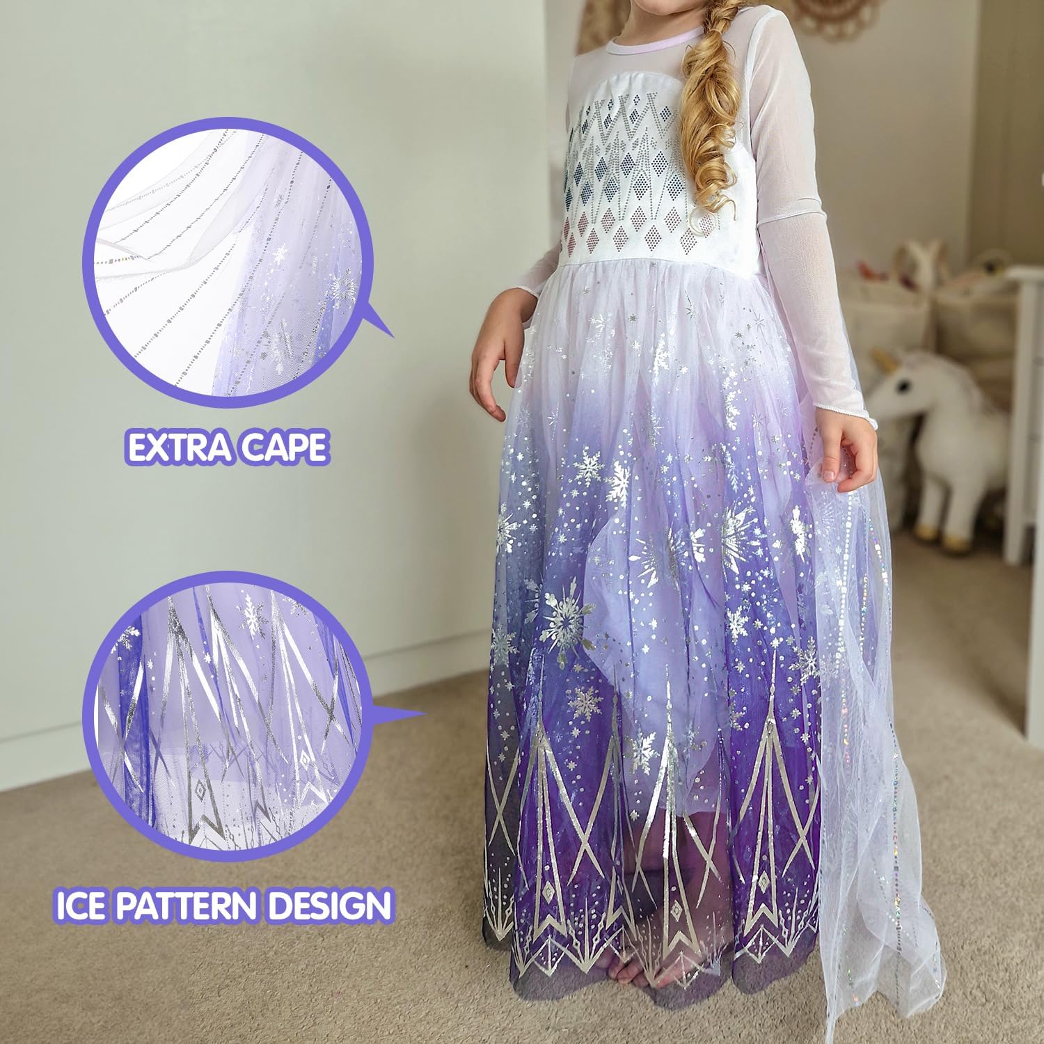 Princess Costume for Girls Light-Up Purple Dress Up