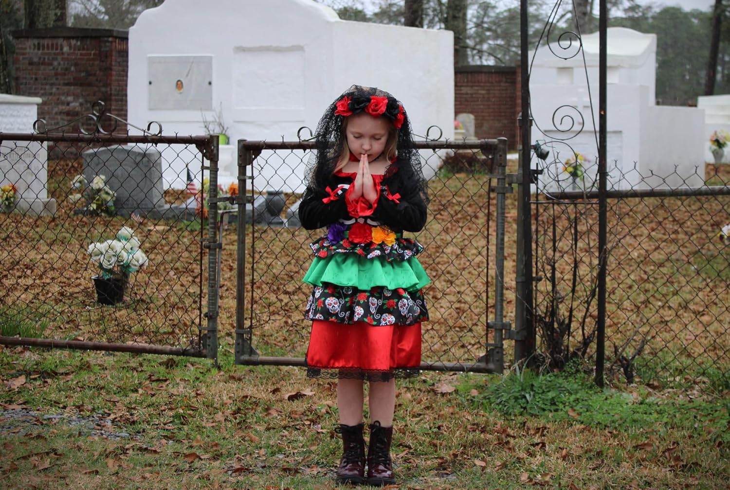 ReliBeauty Kids Day of the Dead Sugar Skull costume for Girls
