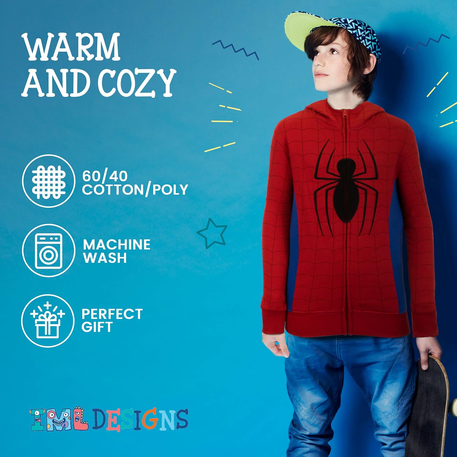 Marvel Superheroes Boys Zip-Up Fashion Hoodie for Kids
