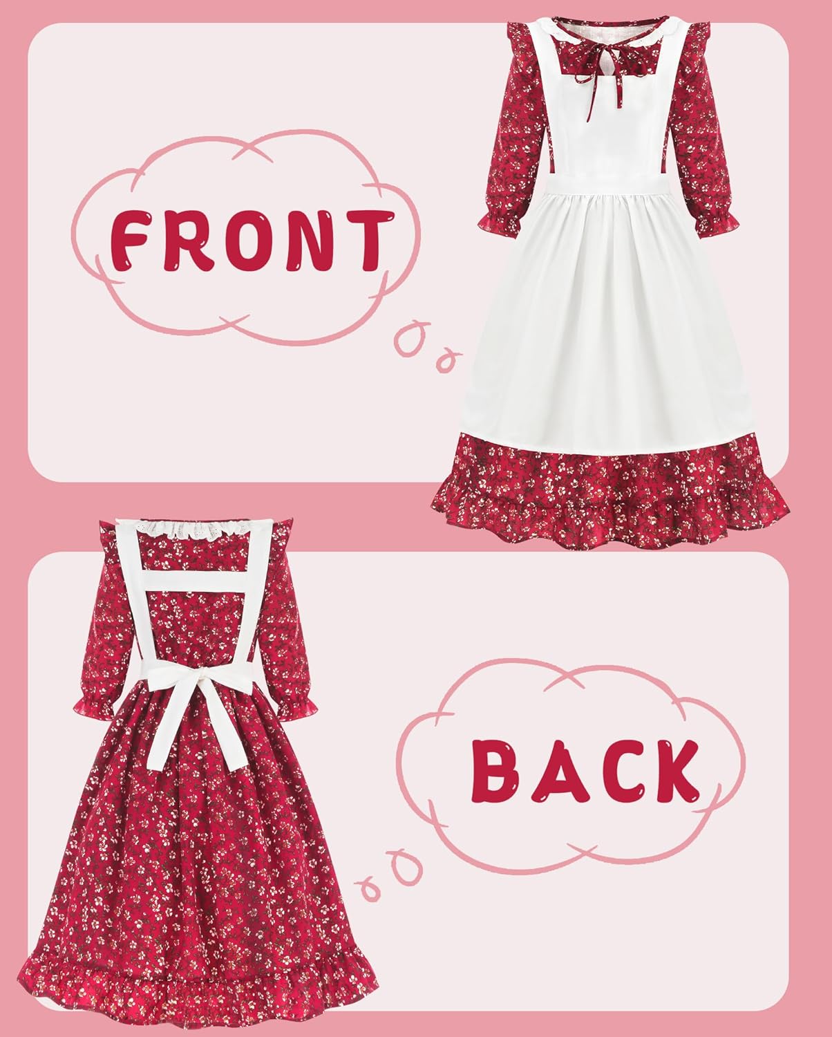 Aoiviss Pioneer Girls Colonial Prairie Dress