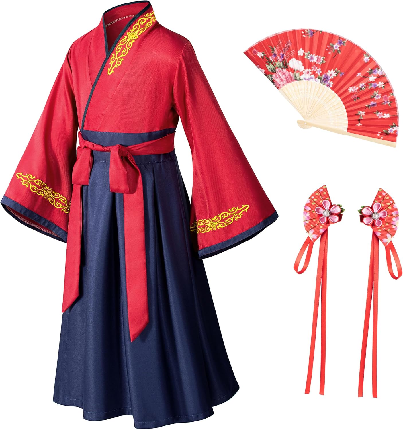 Elibelle - Asian Kids Kimono Robe Dress Traditional Japanese Costumes for Girls