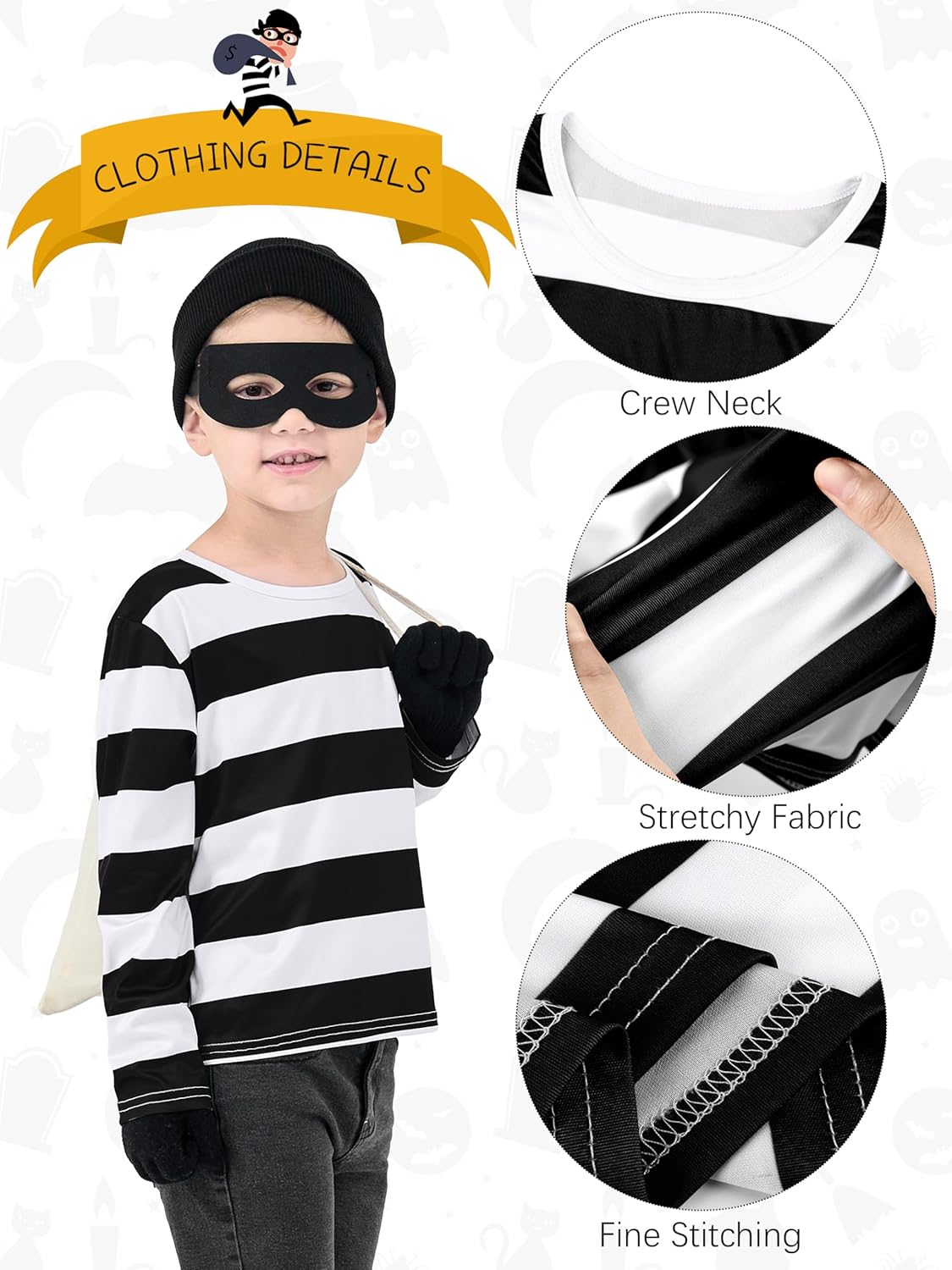 FancyFun Robber Kids Halloween 5-in-1 Costumes Set Perfect for Boys