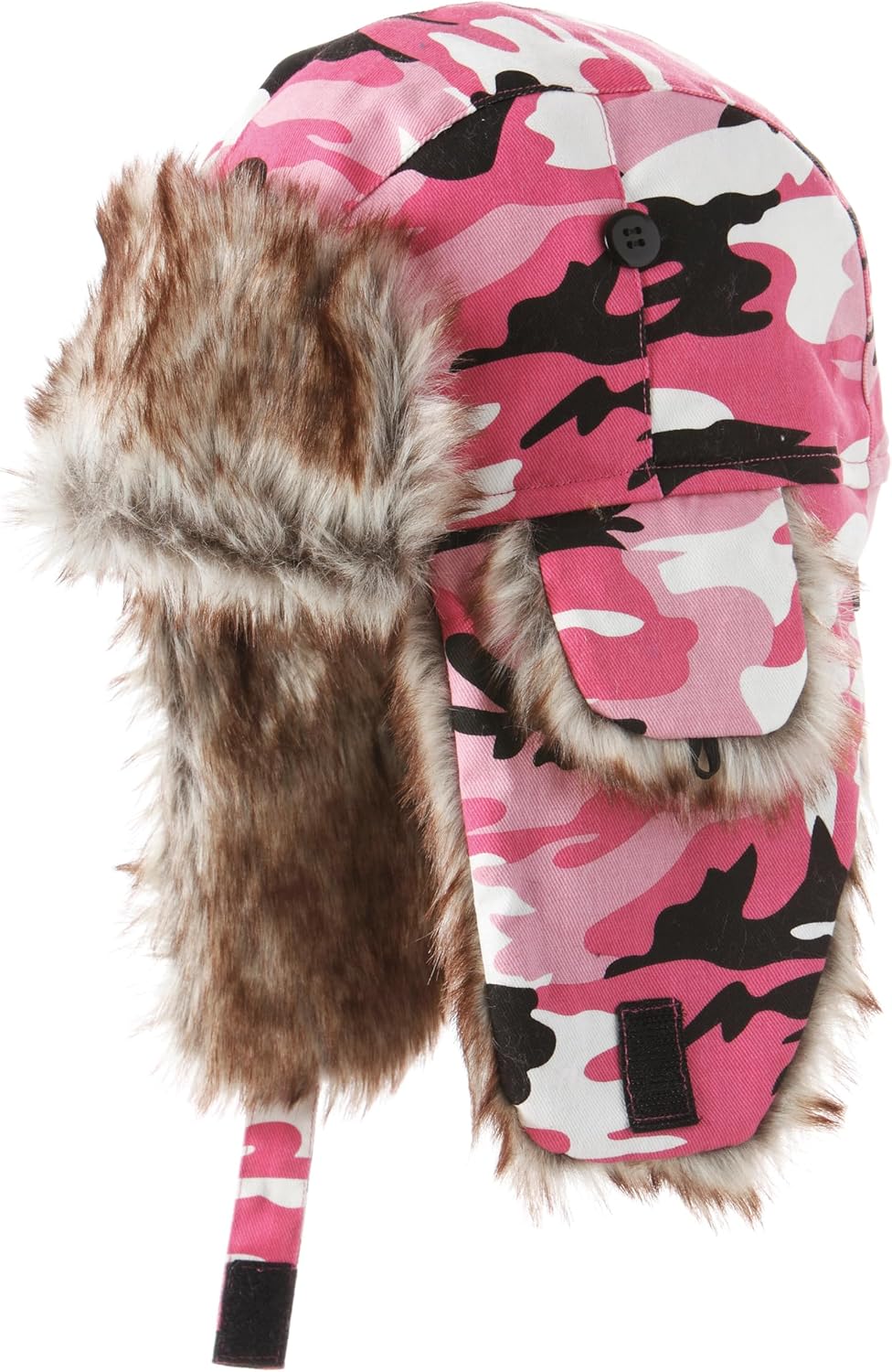 Screamer Kids Camo Trapper - 100 Cotton Shell Faux Fur Trim Quilted Liner Deluxe