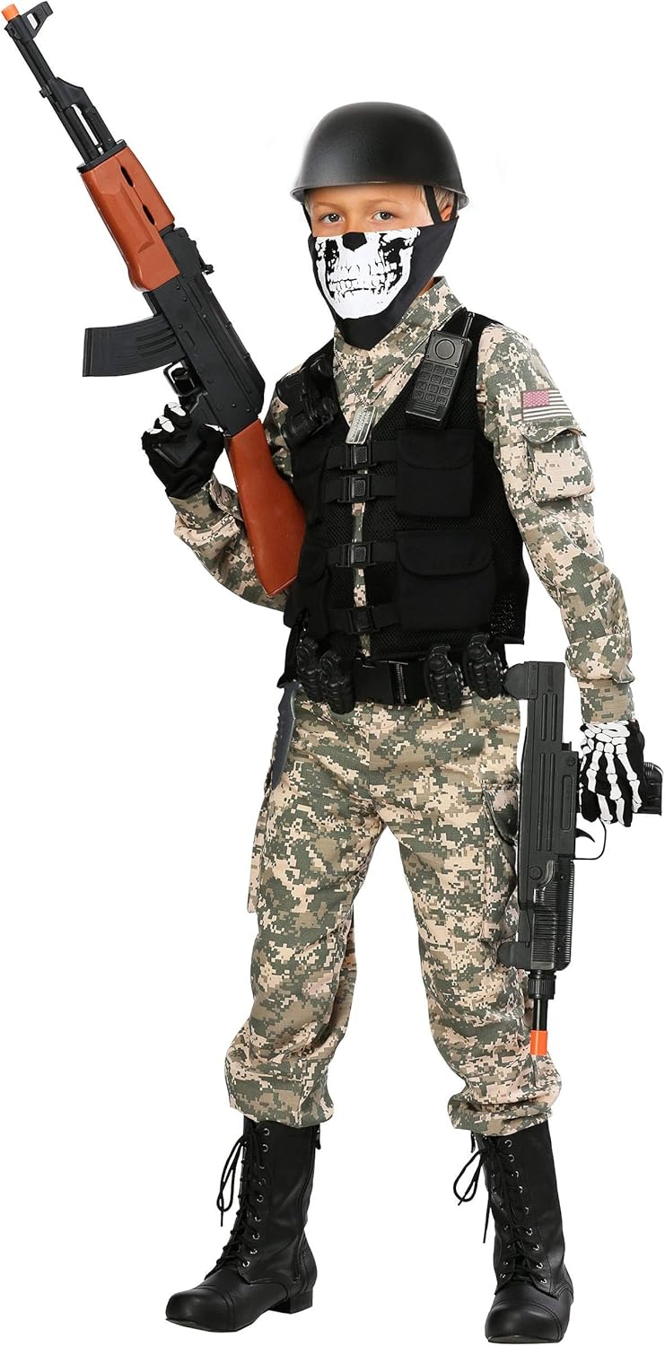Fight Protect Succeed Battle Soldier Costume Boys Halloween Outfit