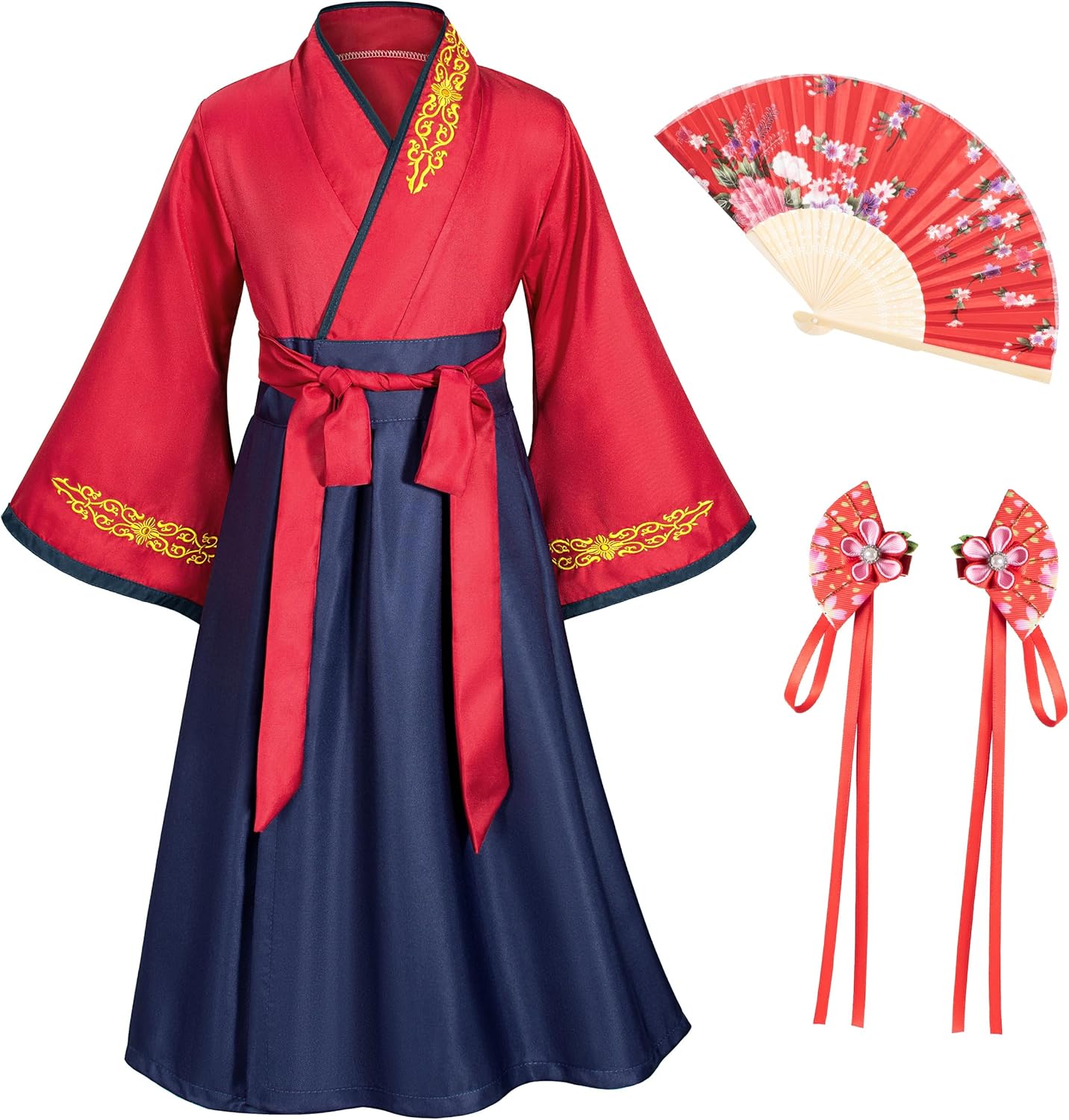 Elibelle - Asian Kids Kimono Robe Dress Traditional Japanese Costumes for Girls