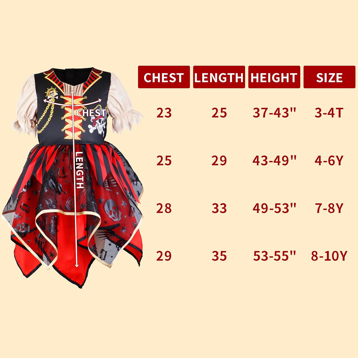 IKALI Girls Pirate Costume with Hat and Accessories 1