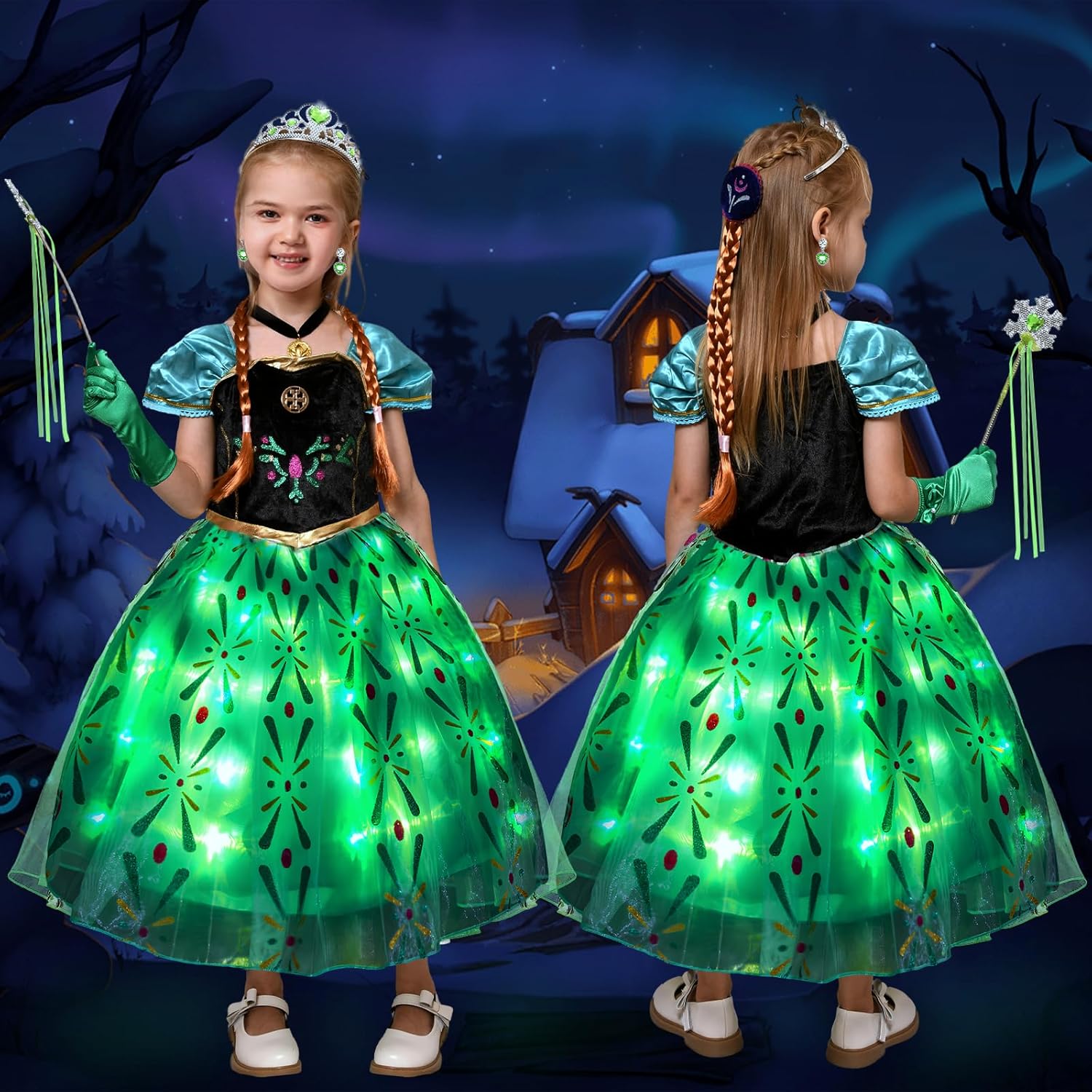Latocos 10-Piece Glow-in-the-Dark Princess Costume Set for Girls