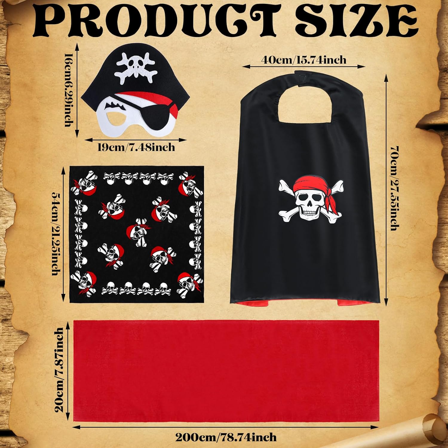 Bencailor Pirate Costume 6 Pcs Kids Boy Costume