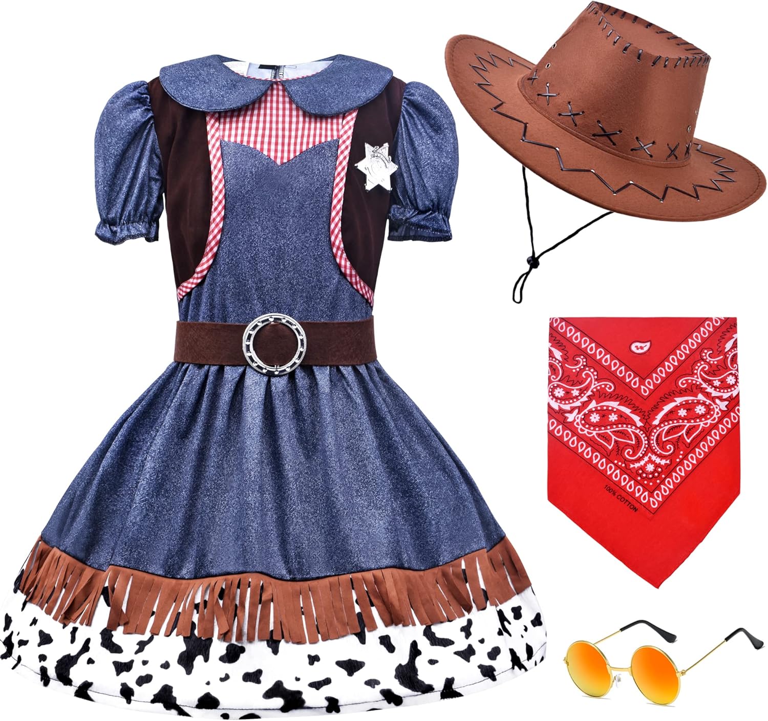 Kids Cowboy Cowgirl Costume 4PCS Set for Boys Girls Role Play