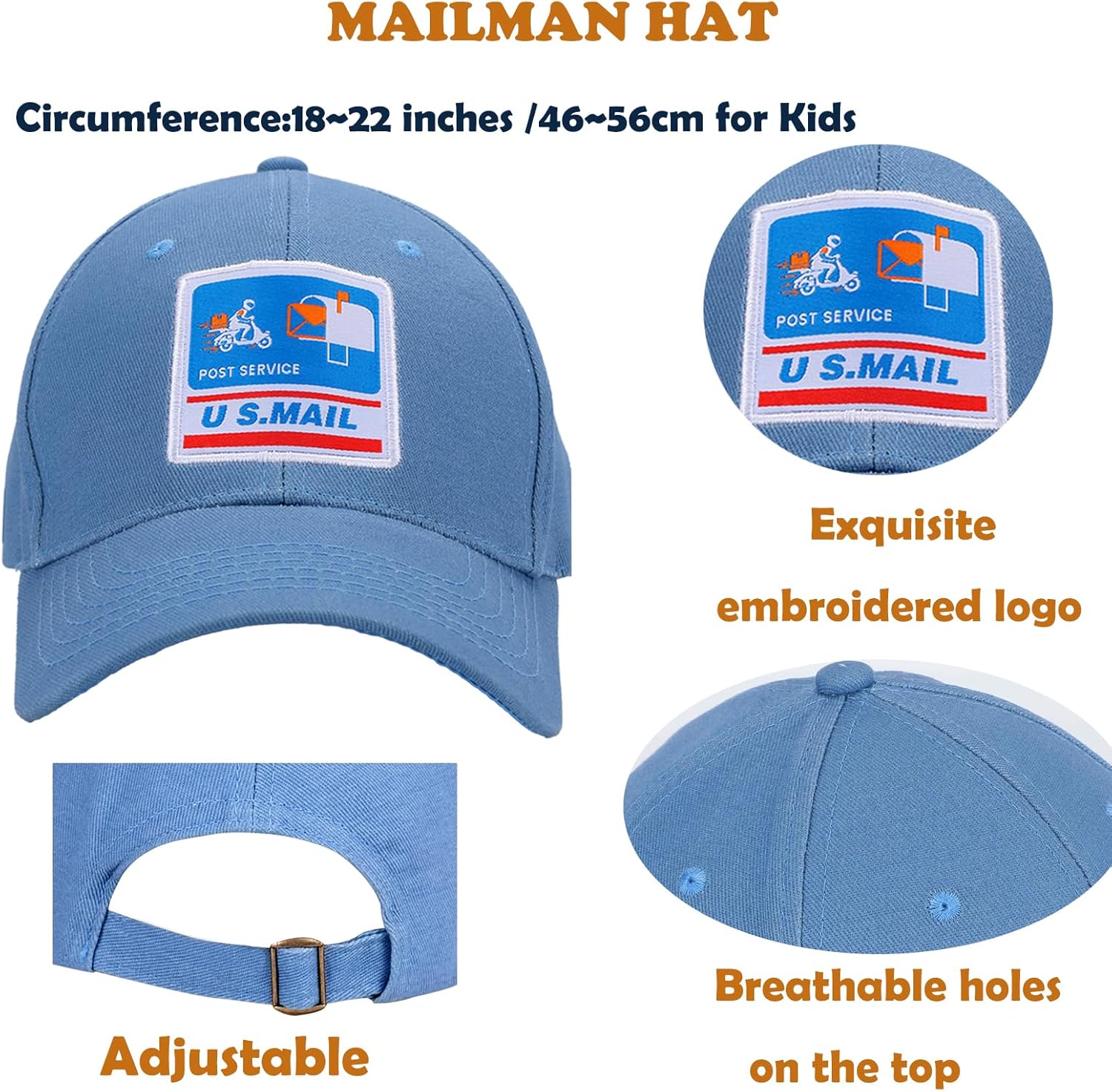 Mailman Costume Bucket HatPostman Bag 2 in 1 for Kids